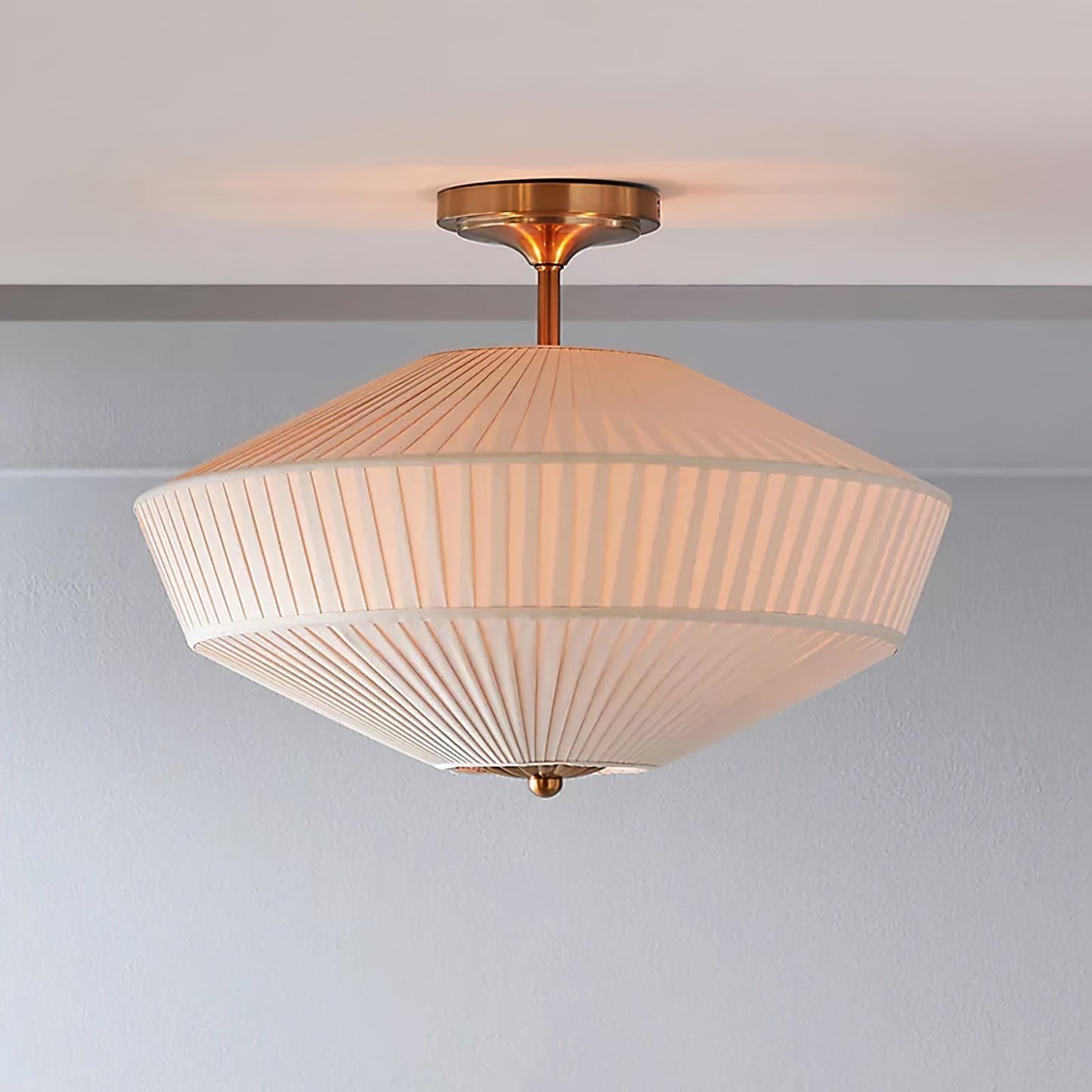 LumaVetta Sleek Ceiling Light With White Shade, Warm Metal