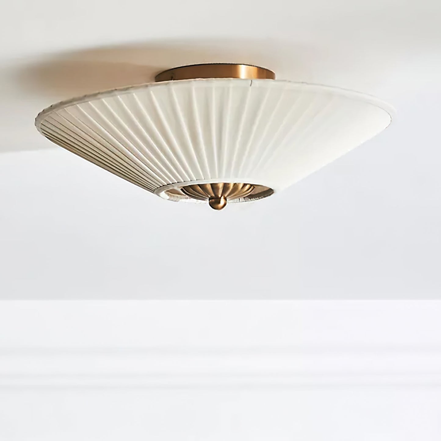 LumaVetta Sleek Ceiling Light With White Shade, Warm Metal