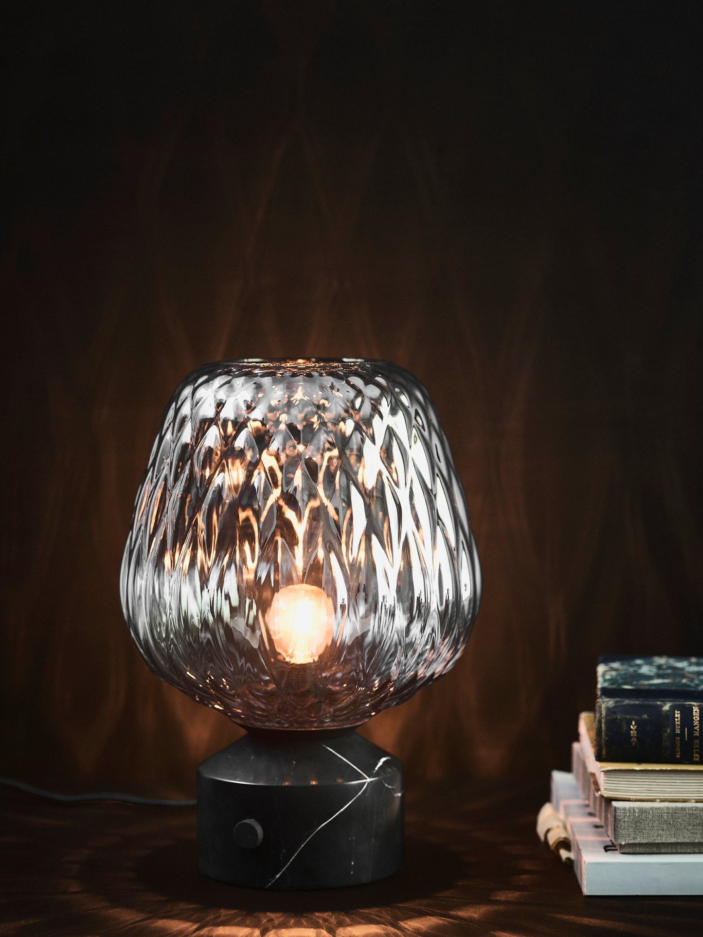 Luma Quilted Glass Table Lamp With Soft Marble Glow