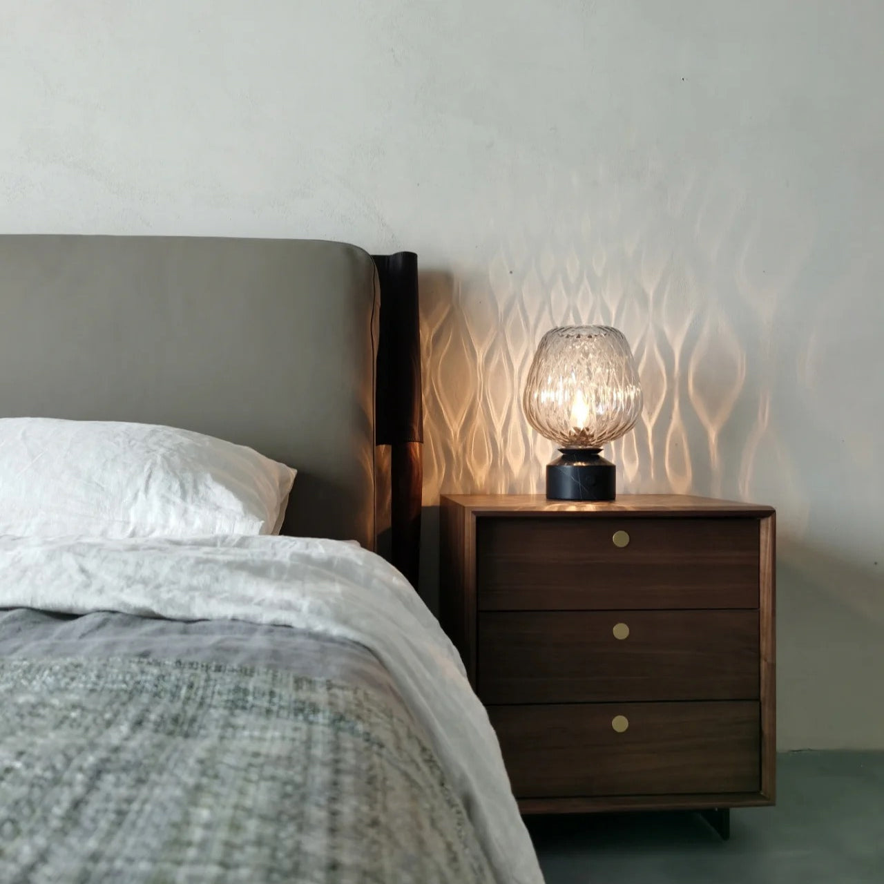 Luma Quilted Glass Table Lamp With Soft Marble Glow