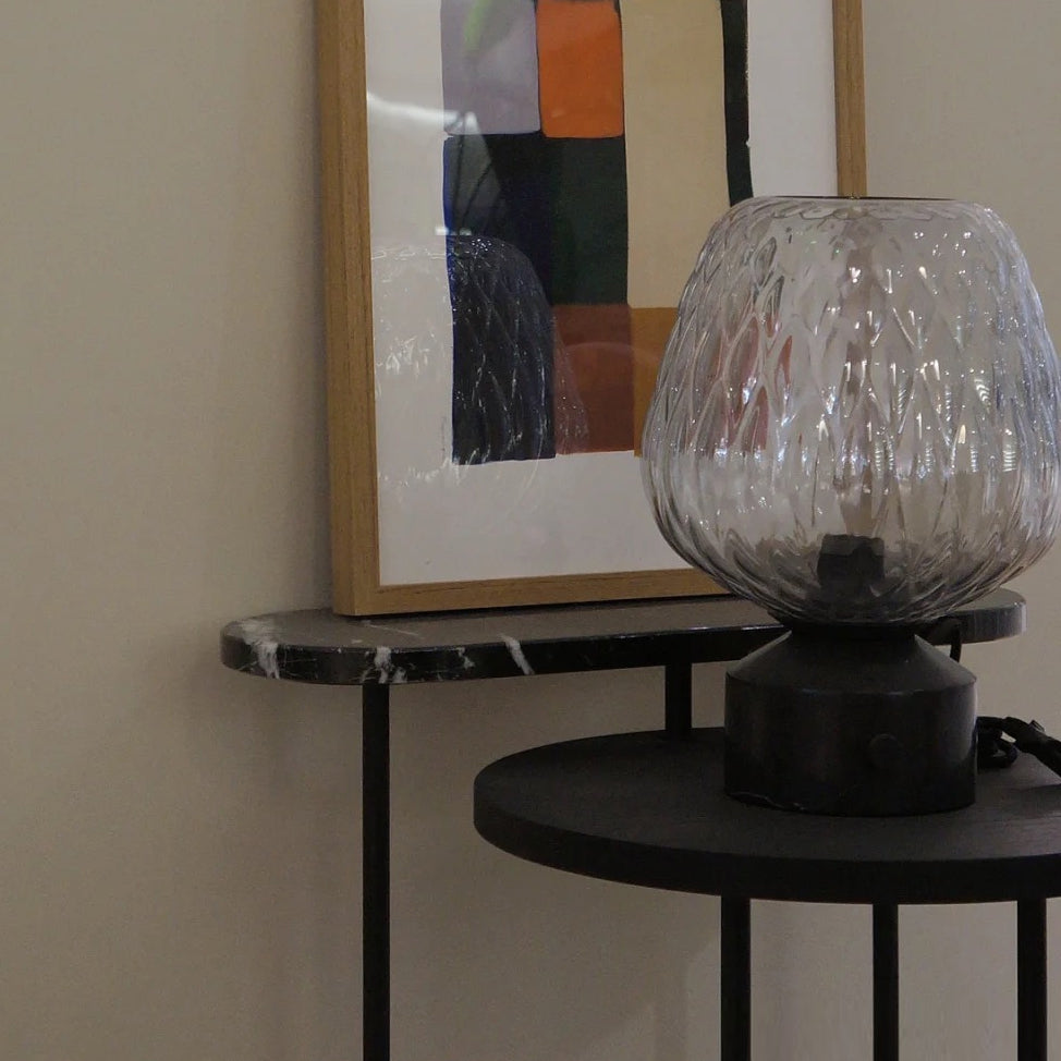 Luma Quilted Glass Table Lamp With Soft Marble Glow