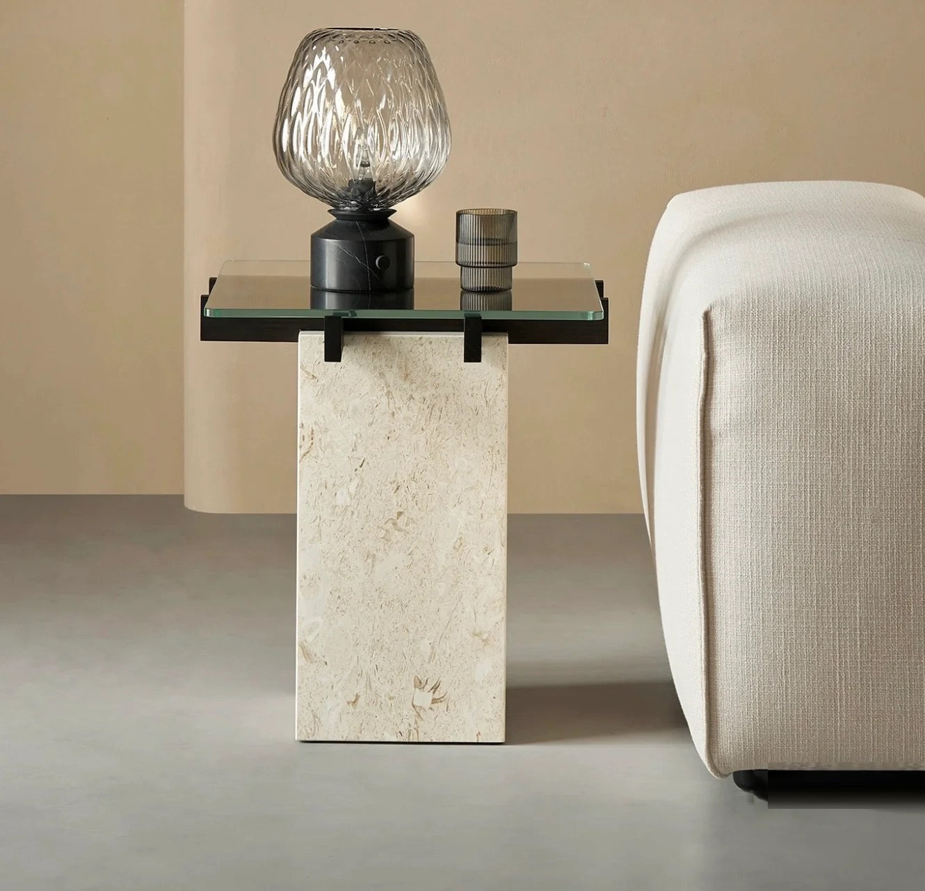 Luma Quilted Glass Table Lamp With Soft Marble Glow