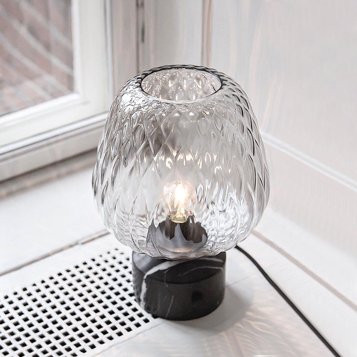 Luma Quilted Glass Table Lamp With Soft Marble Glow