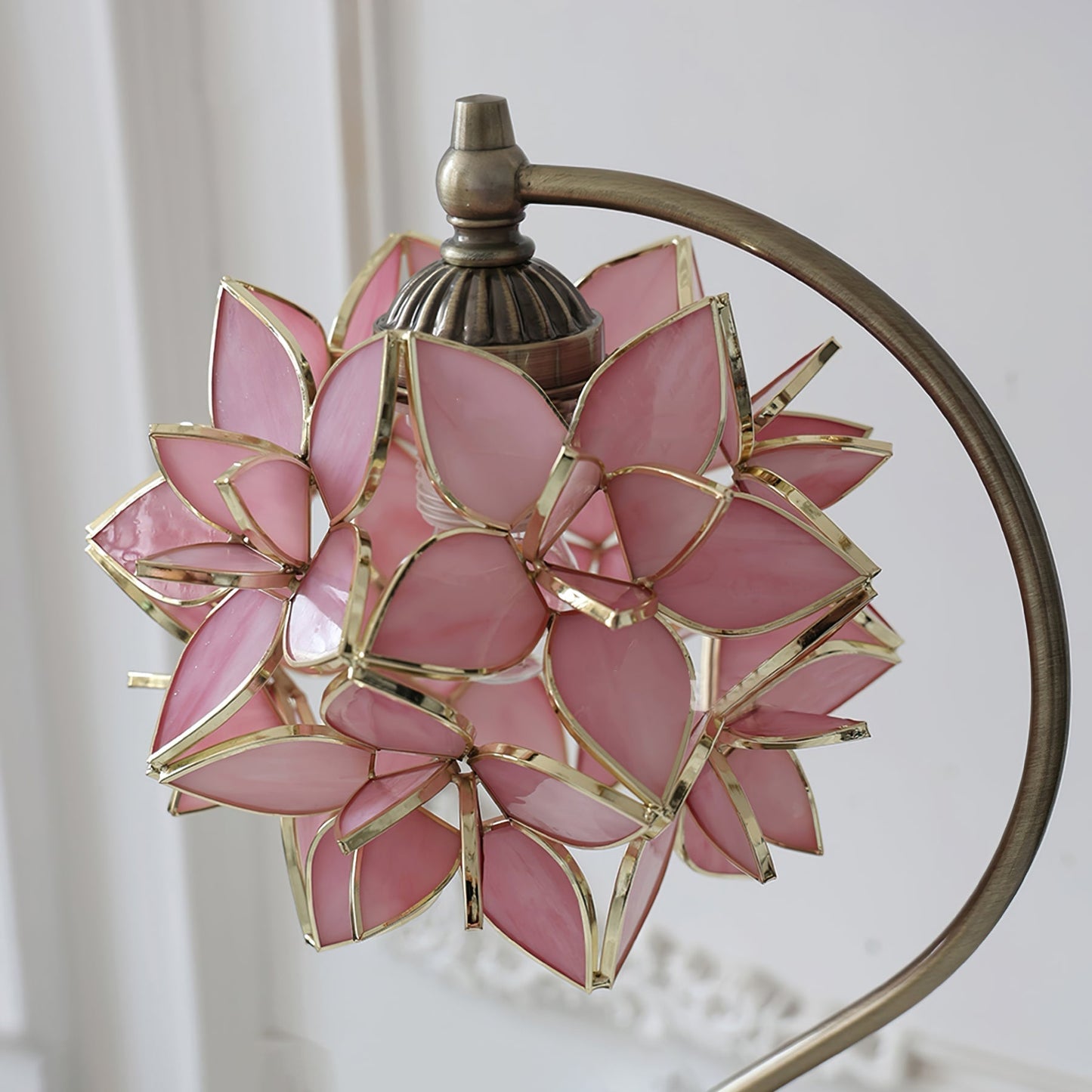 LumiSera Pink Capiz Table Lamp Handcrafted Glass And Metal