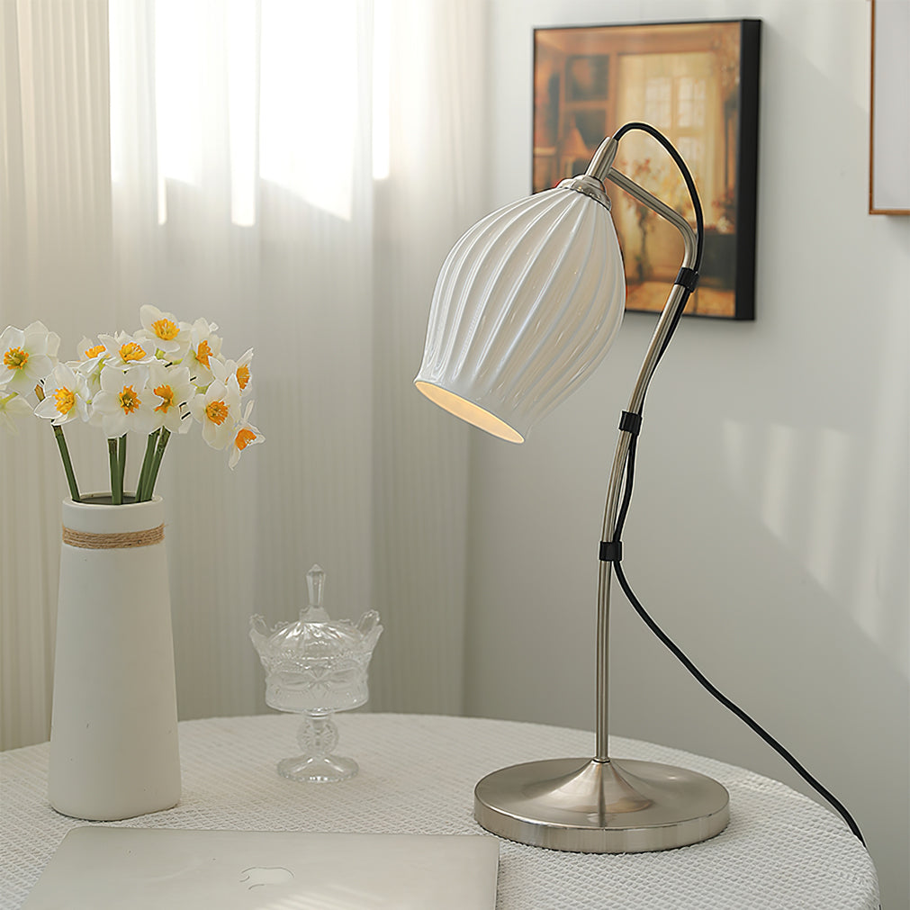 Arielle | Elegant Ceramic Table Lamp With Ribbed Shade