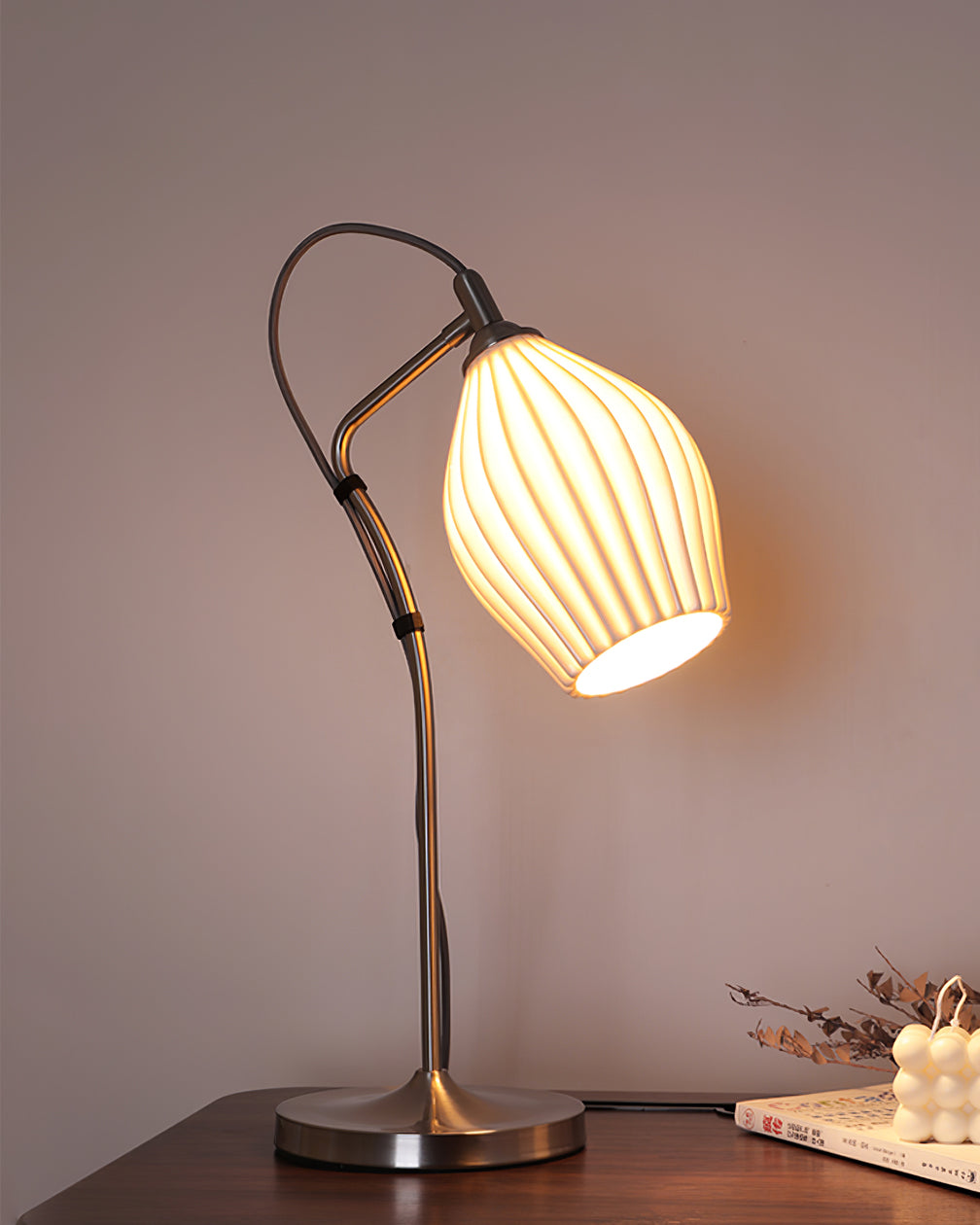 Arielle | Elegant Ceramic Table Lamp With Ribbed Shade