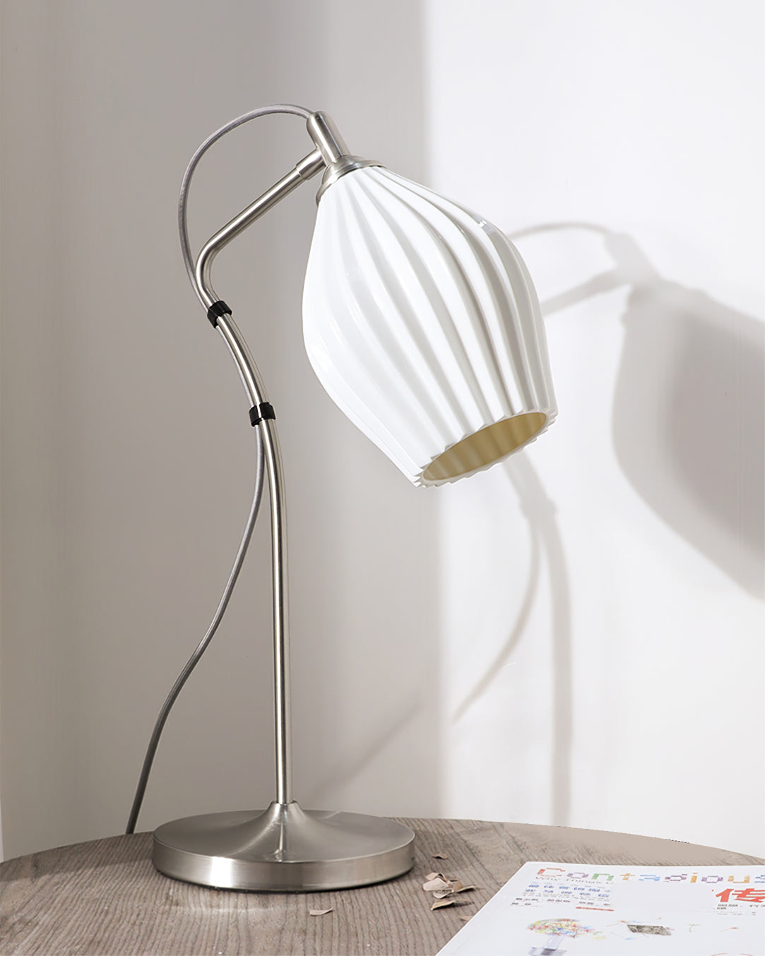 Arielle | Elegant Ceramic Table Lamp With Ribbed Shade