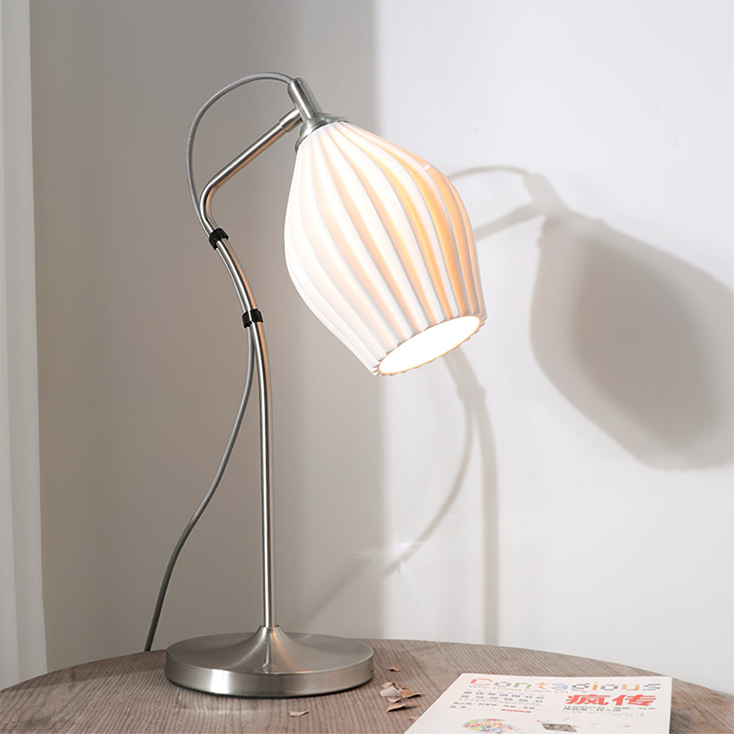 Arielle | Elegant Ceramic Table Lamp With Ribbed Shade