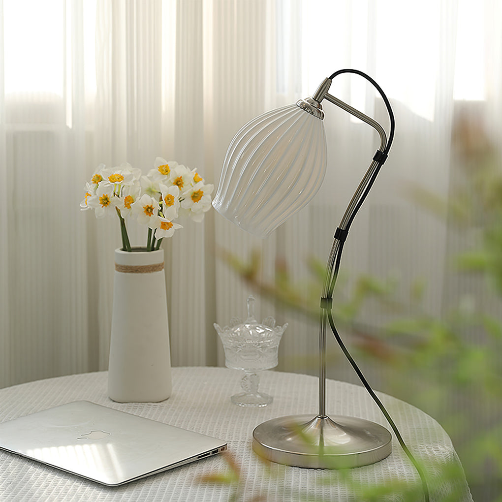 Arielle | Elegant Ceramic Table Lamp With Ribbed Shade