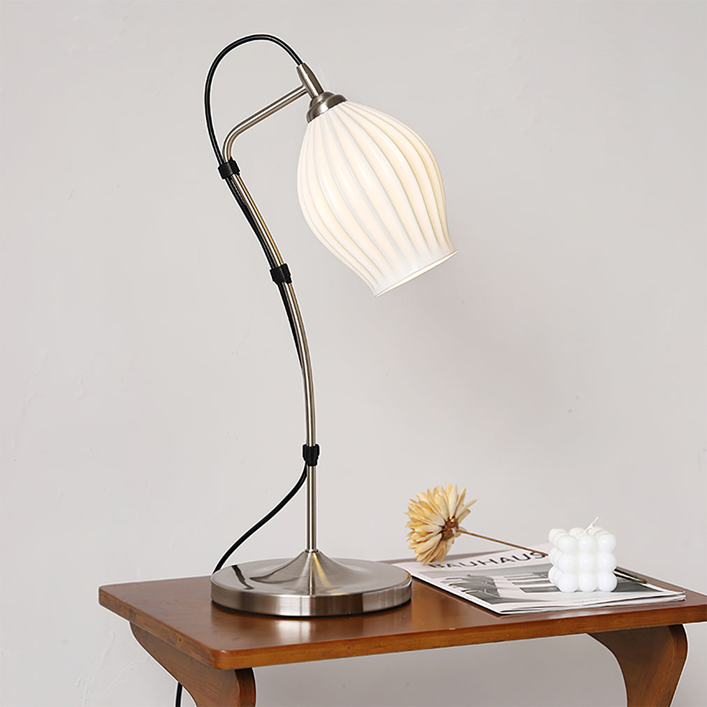 Arielle | Elegant Ceramic Table Lamp With Ribbed Shade