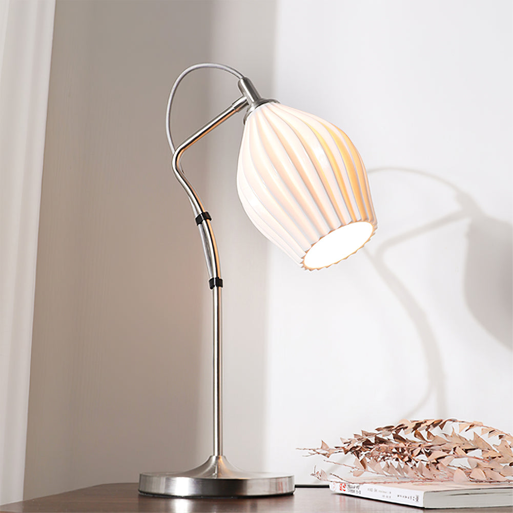 Arielle | Elegant Ceramic Table Lamp With Ribbed Shade