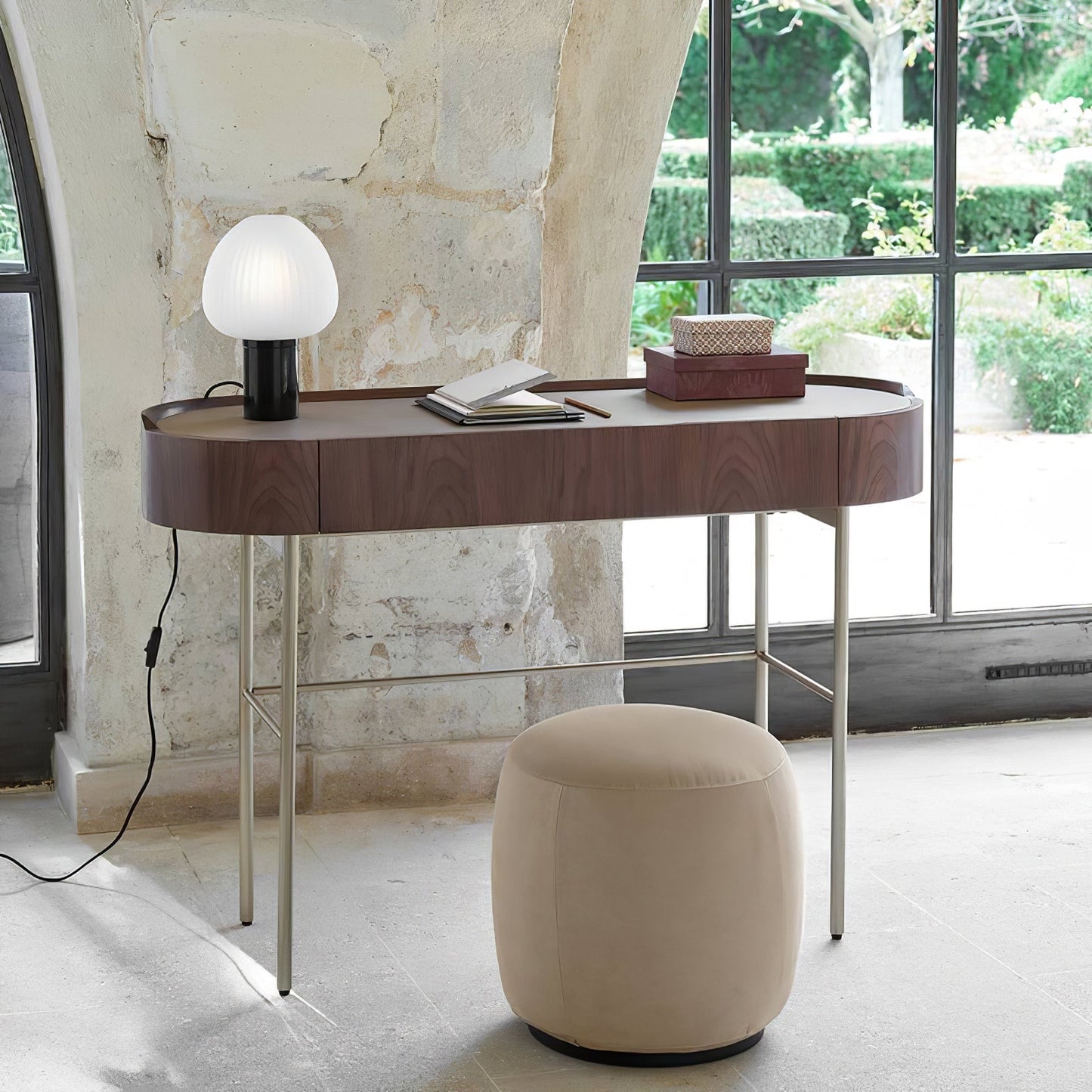 Aurelle Table Lamp With Black Marble Base And Frosted Glass