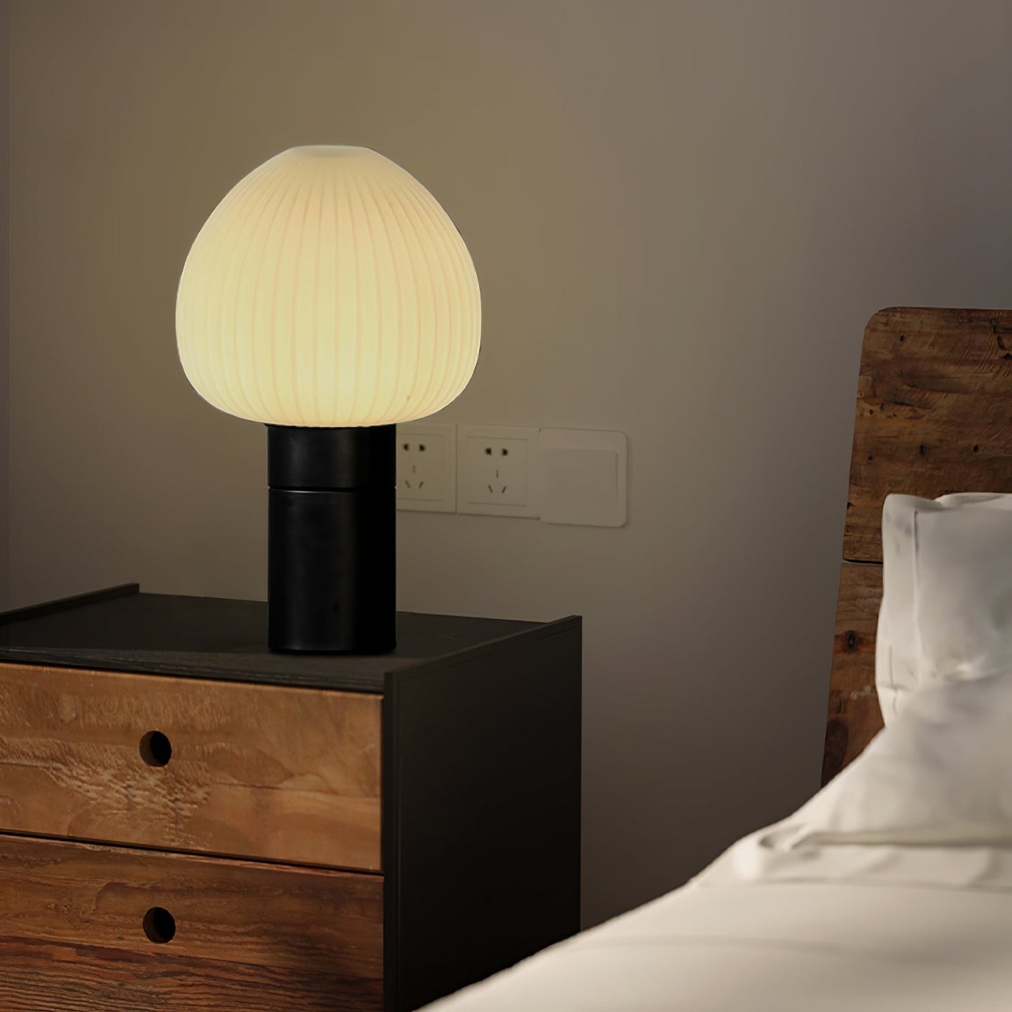 Aurelle Table Lamp With Black Marble Base And Frosted Glass