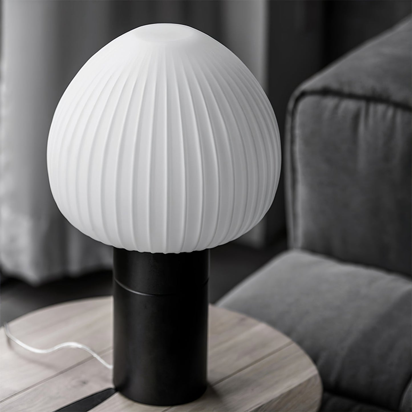 Aurelle Table Lamp With Black Marble Base And Frosted Glass