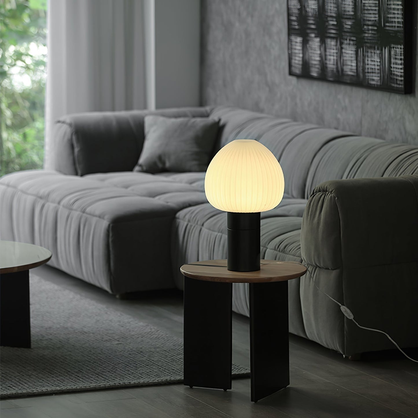 Aurelle Table Lamp With Black Marble Base And Frosted Glass
