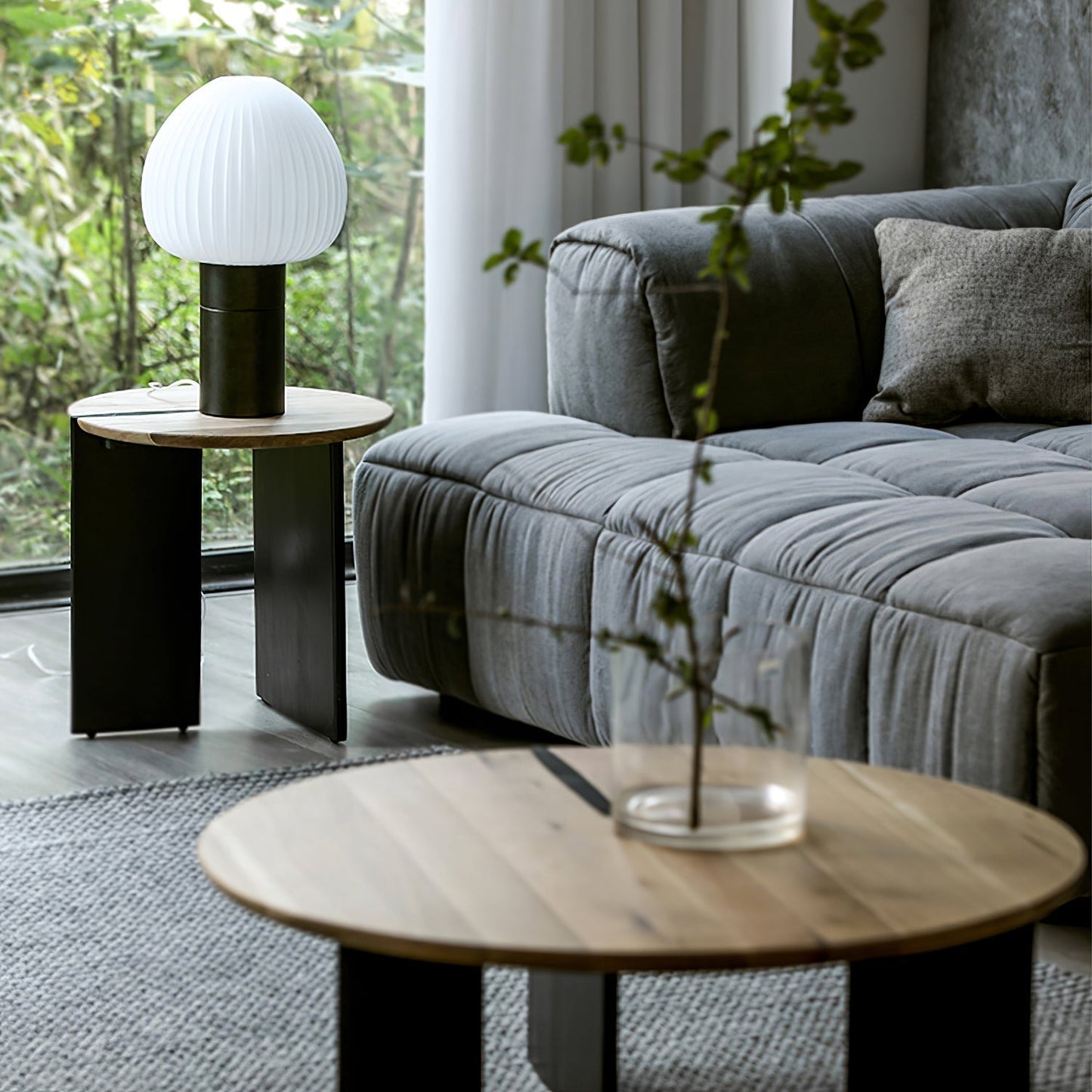 Aurelle Table Lamp With Black Marble Base And Frosted Glass