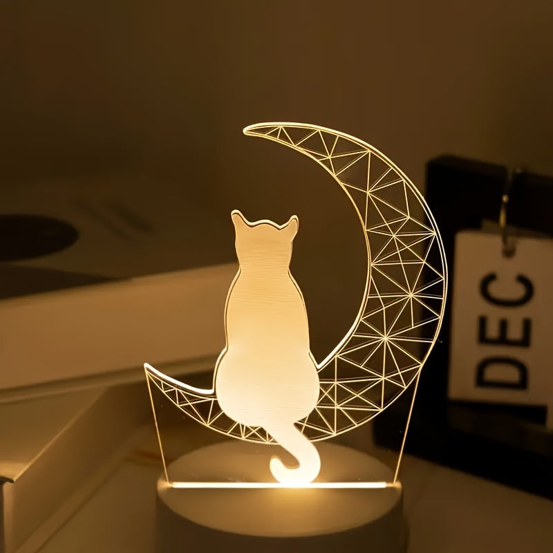SeleneKitty 3D Moon Cat Night Lamp Table Ambient Light