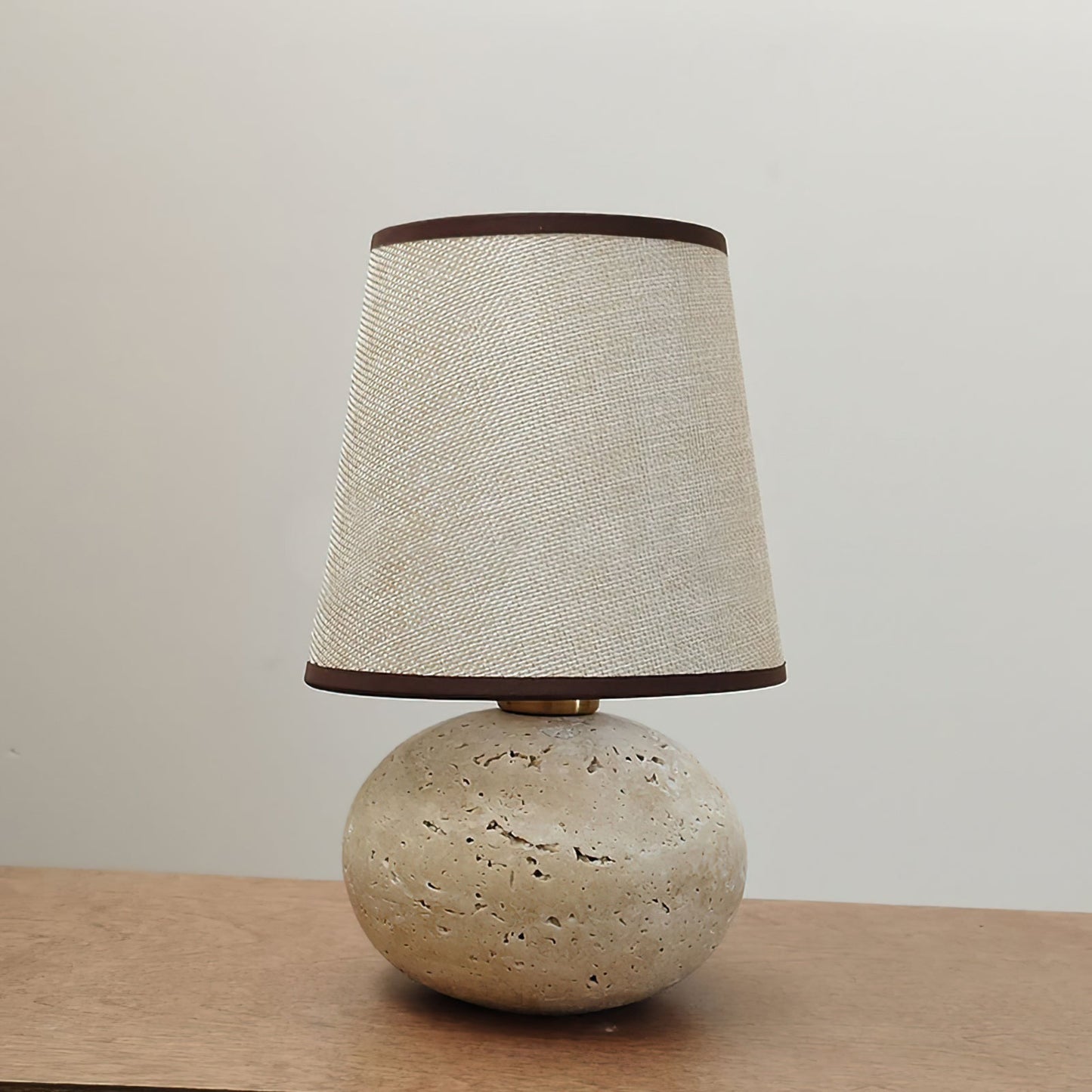 Lumenora Table Lamp In Yellow Travertine With Fabric Shade