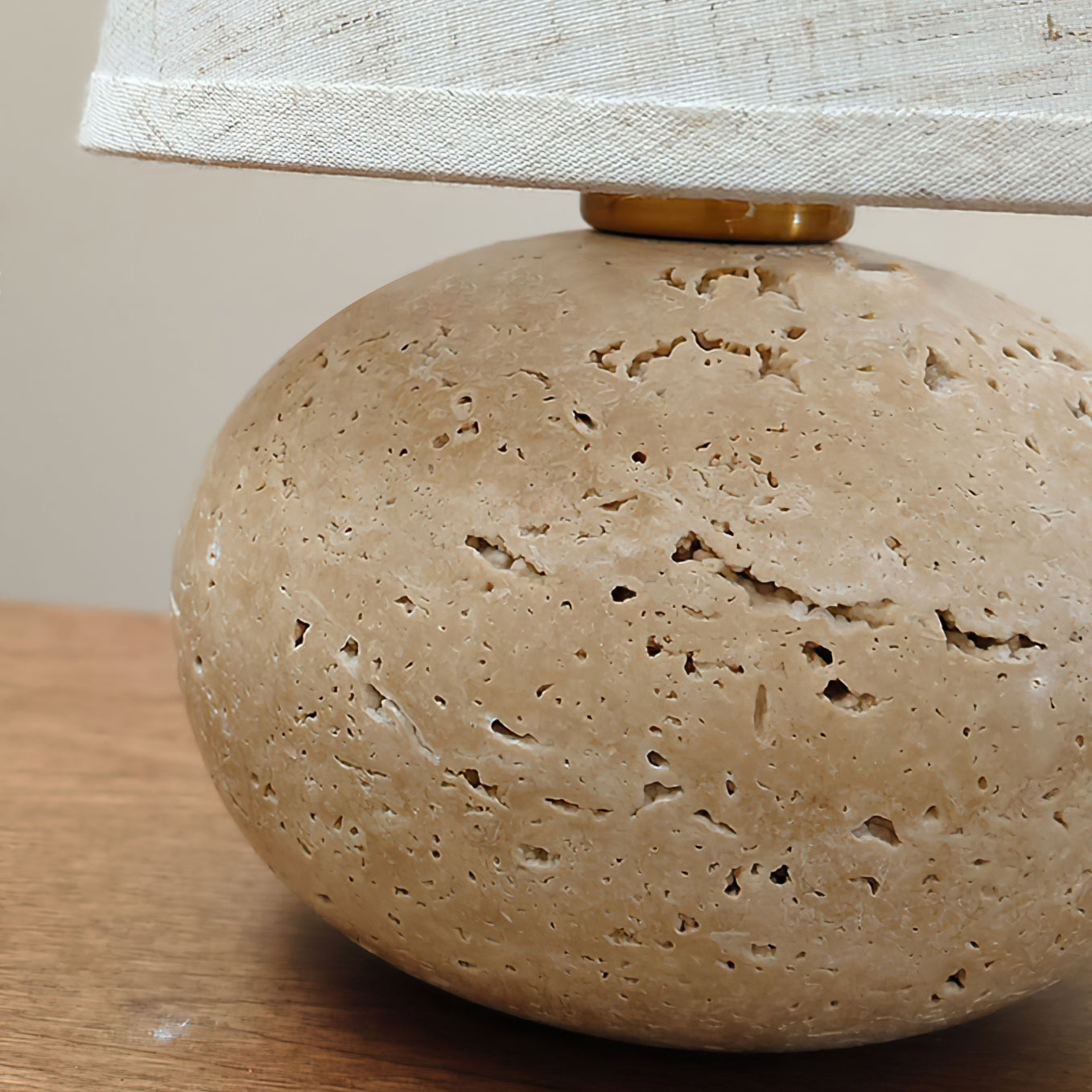 Lumenora Table Lamp In Yellow Travertine With Fabric Shade