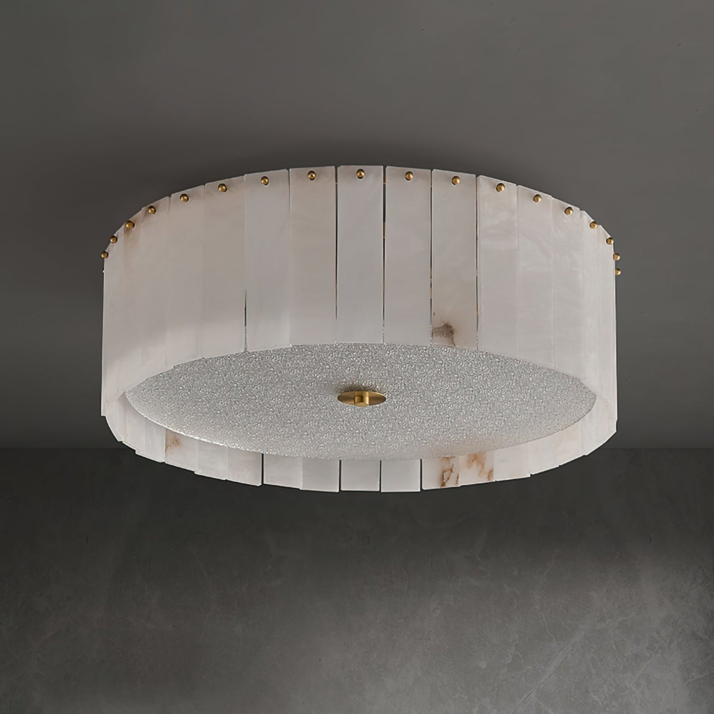 LumaAlba | Ceiling Lamp With Alabaster Panels and Brass