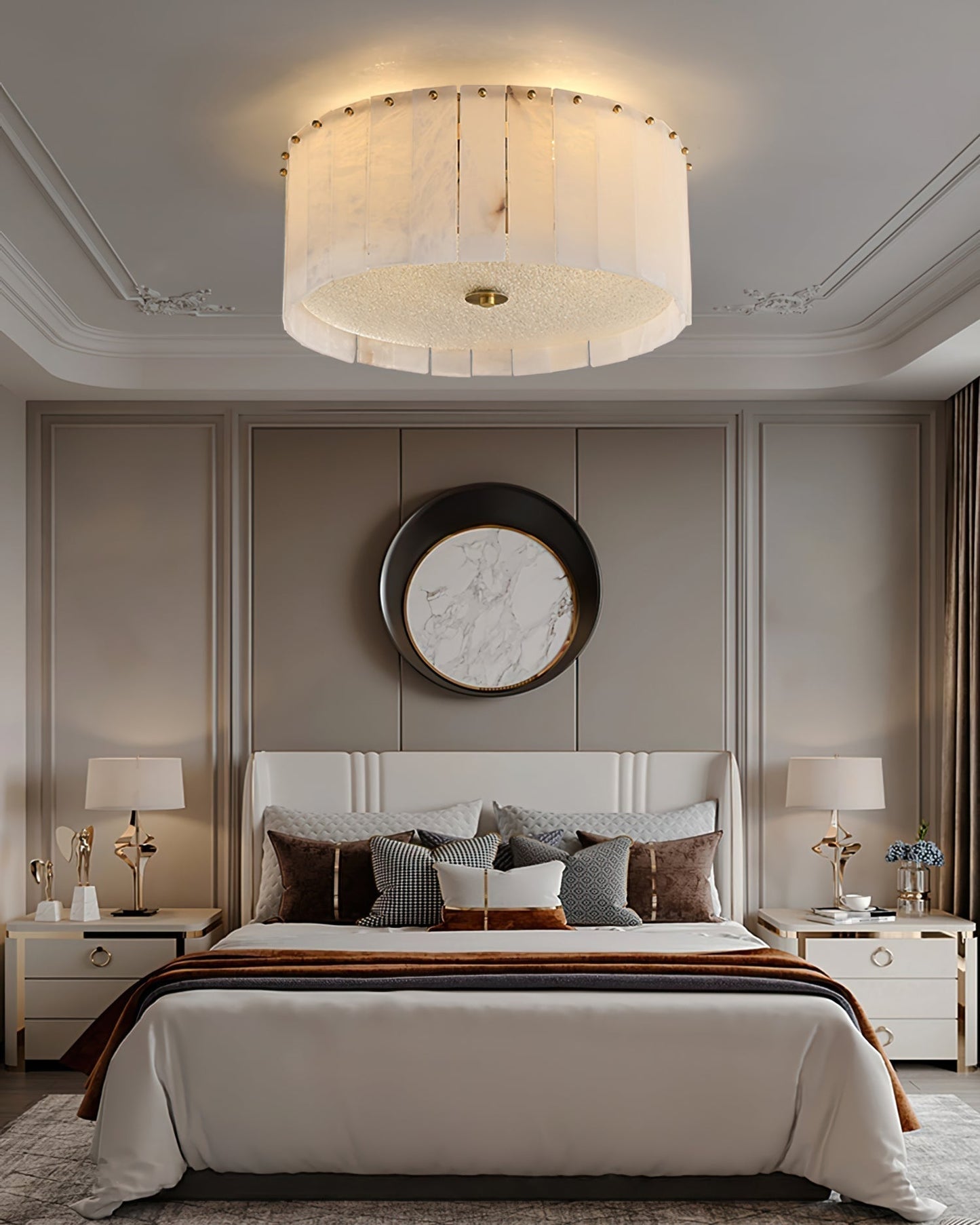 LumaAlba | Ceiling Lamp With Alabaster Panels and Brass