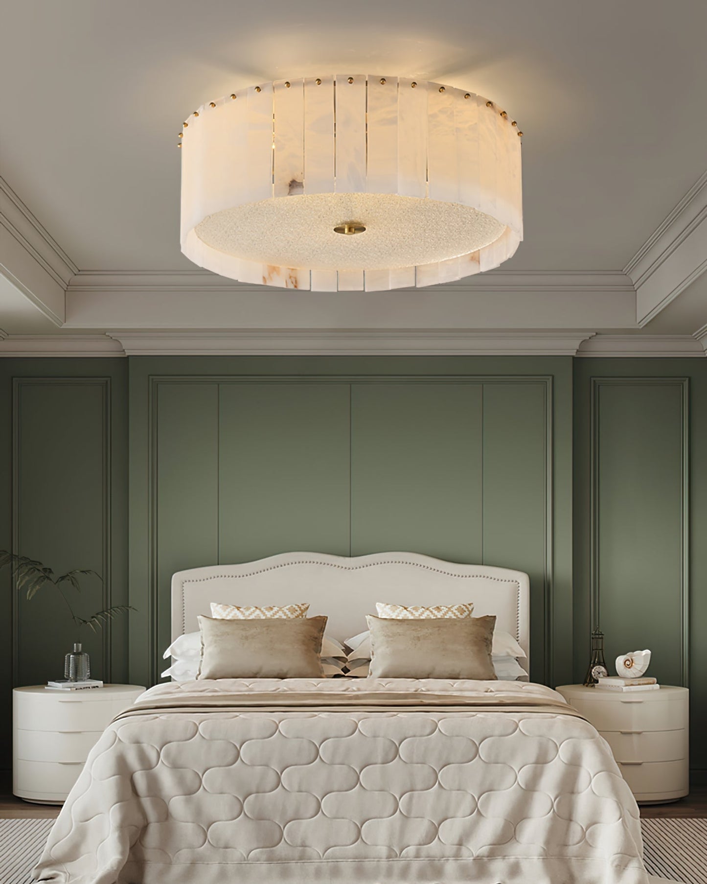 LumaAlba | Ceiling Lamp With Alabaster Panels and Brass