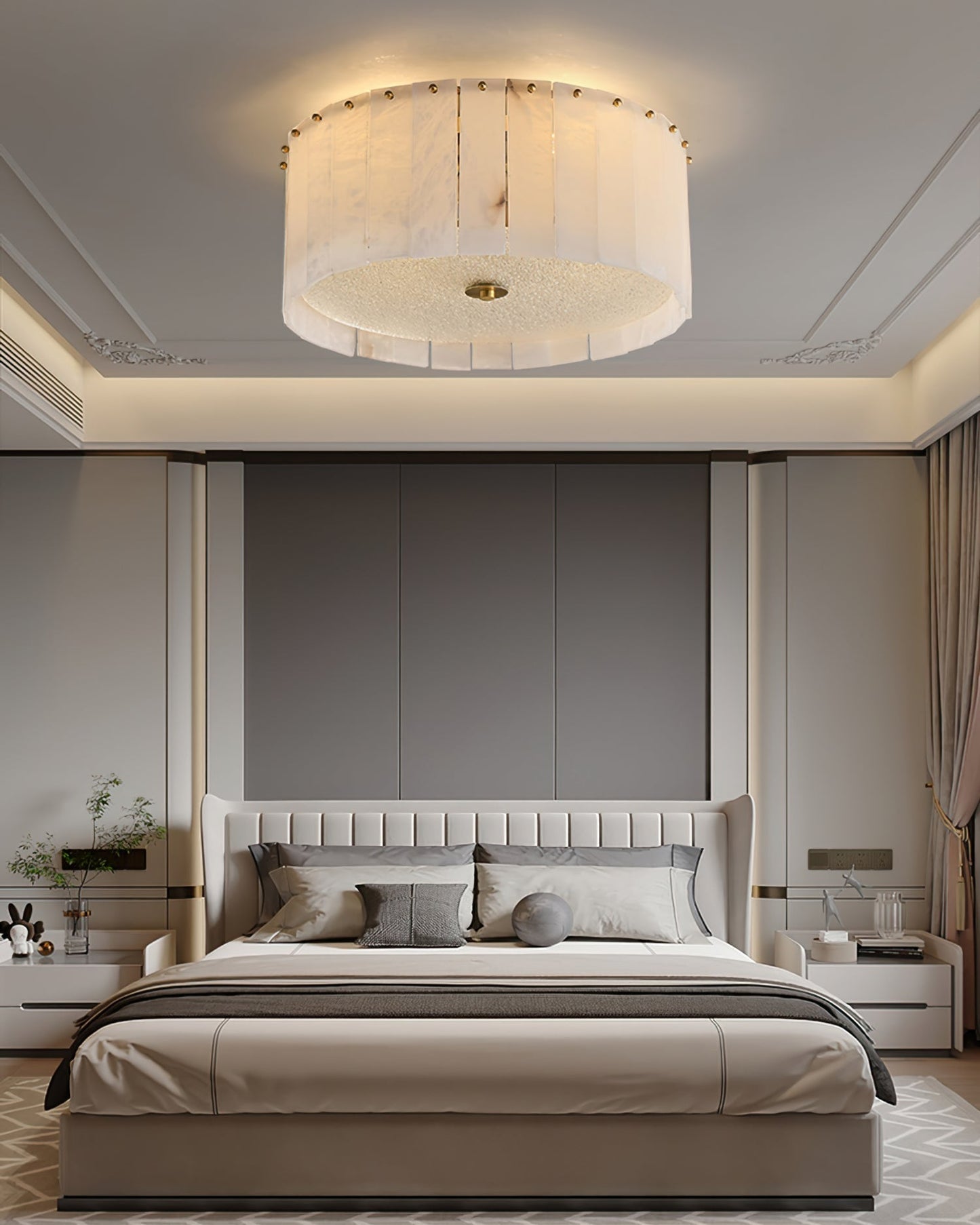 LumaAlba | Ceiling Lamp With Alabaster Panels and Brass