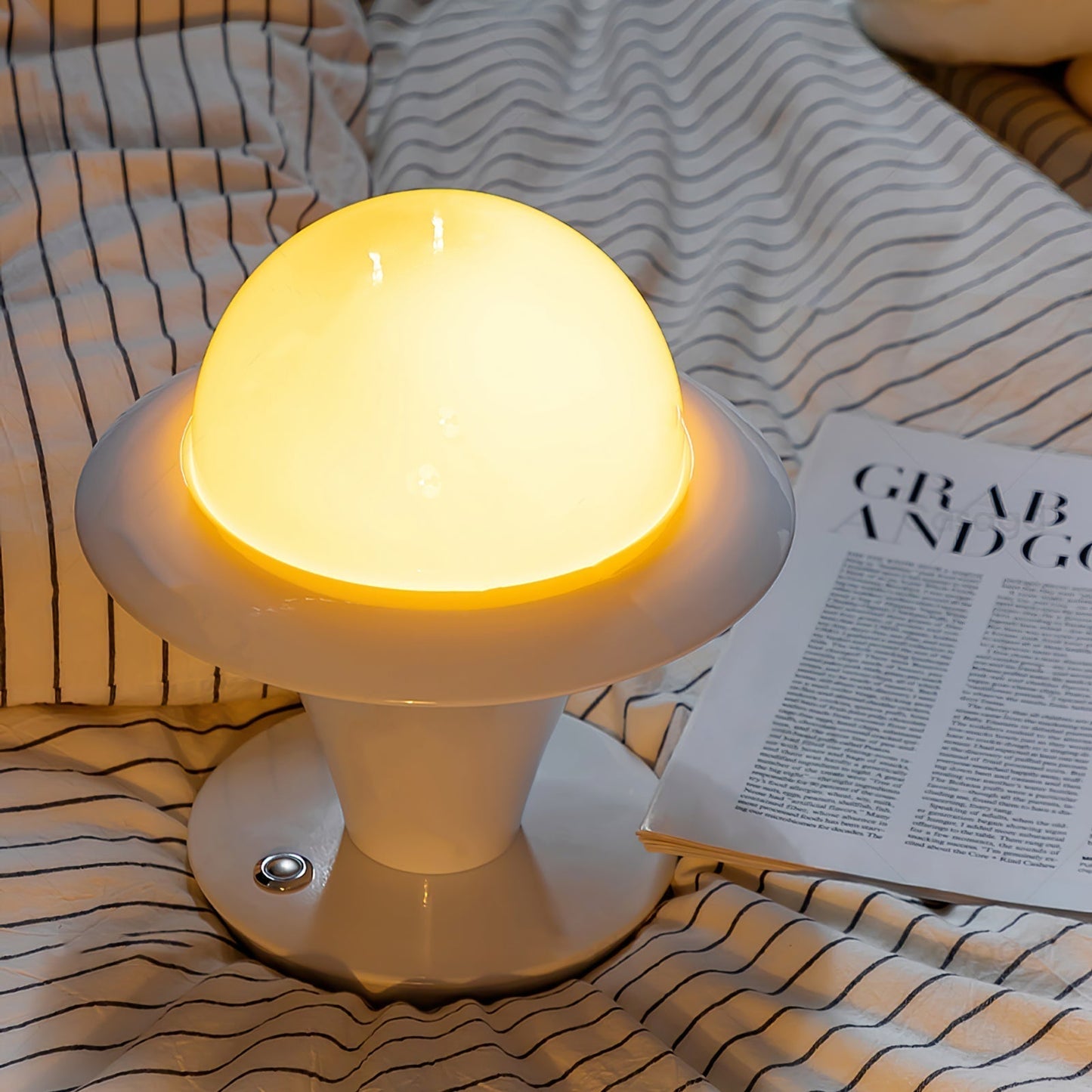 AureaGlow Egg Table Lamp With Glass Dome And Metal Base