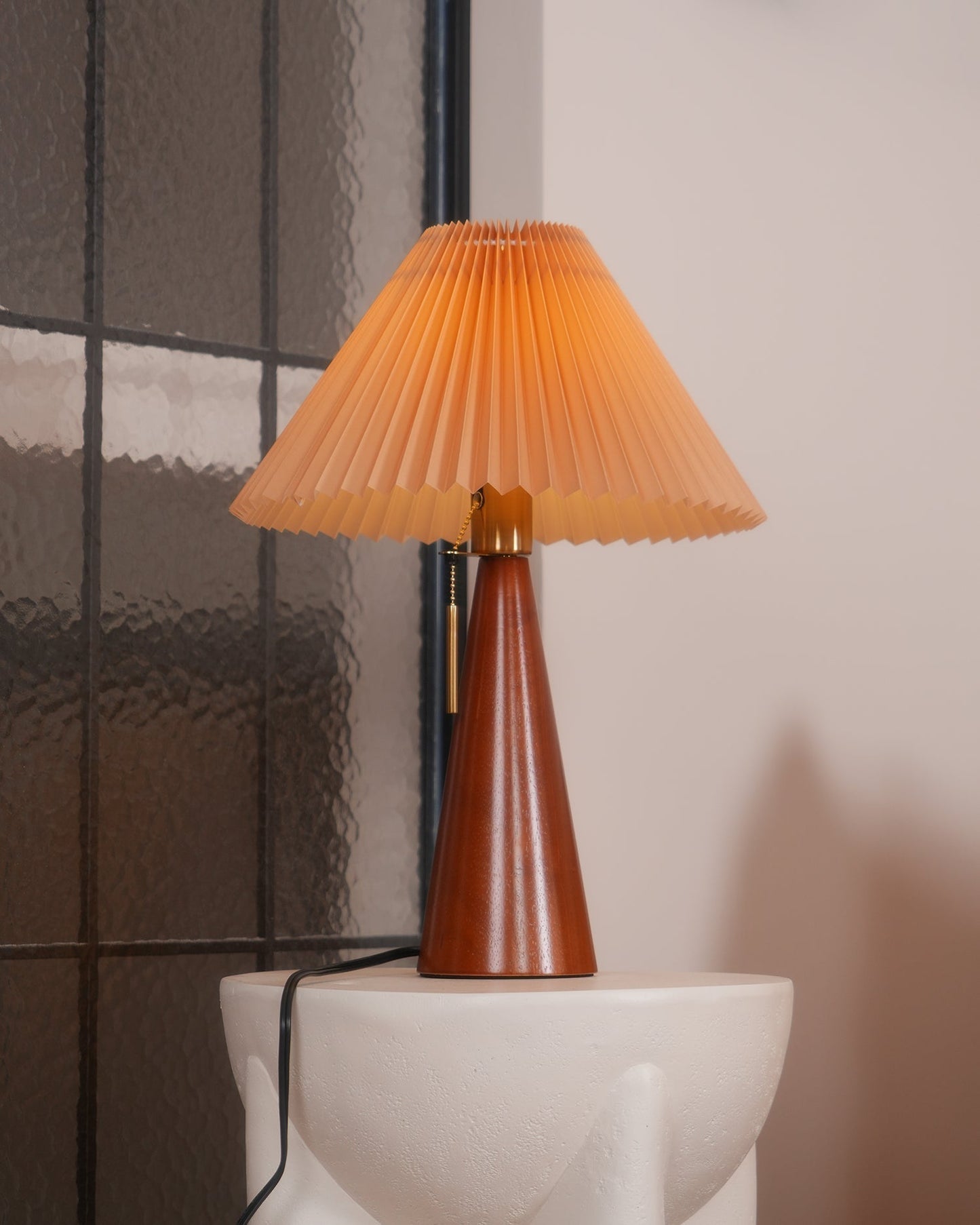 MarlowGlow | Elegant Wood & Metal Table Lamp, Beige Finish