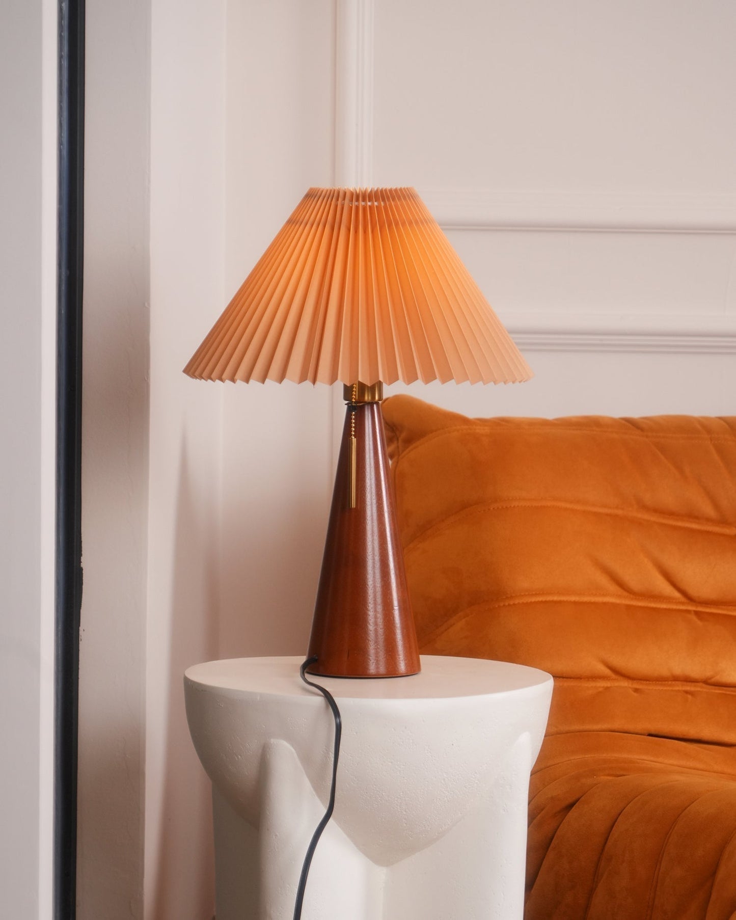 MarlowGlow | Elegant Wood & Metal Table Lamp, Beige Finish