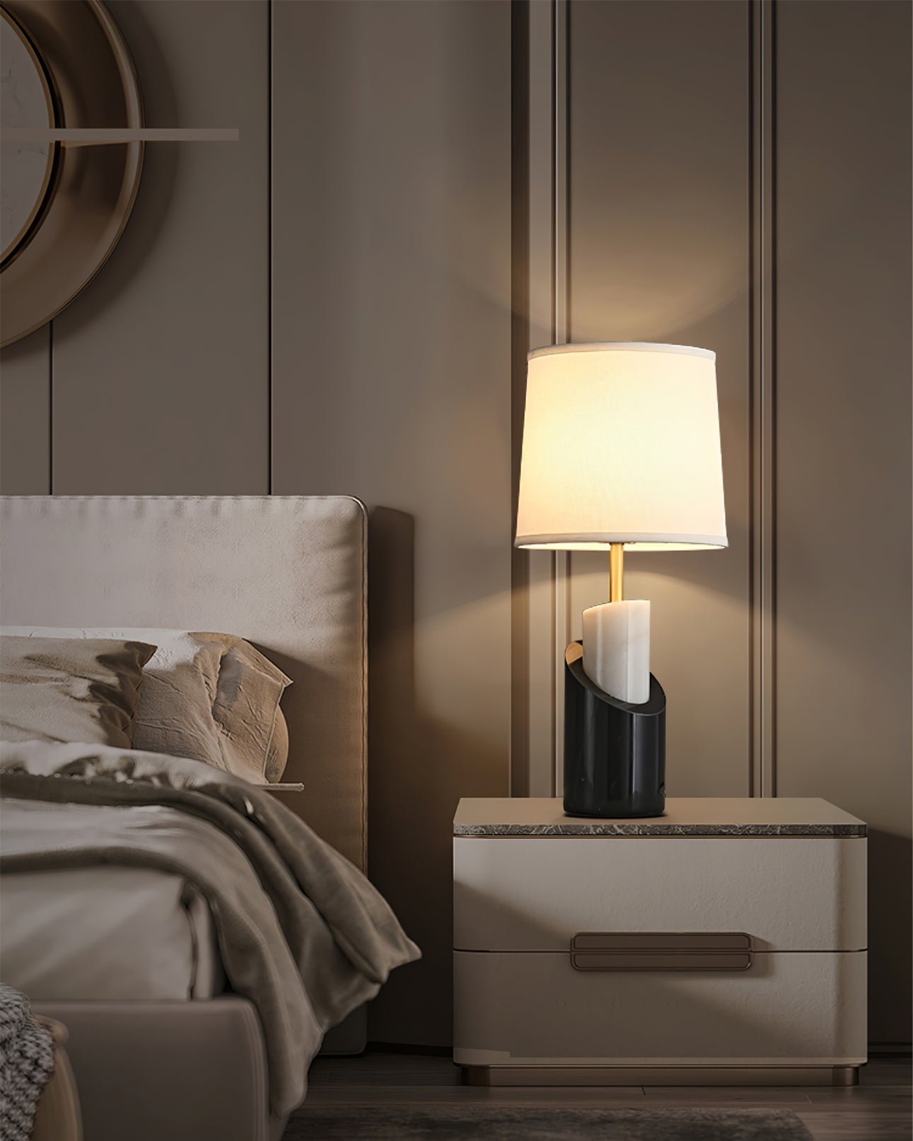 Orlina Marble Table Lamp With Luxe Brass Finish For Home