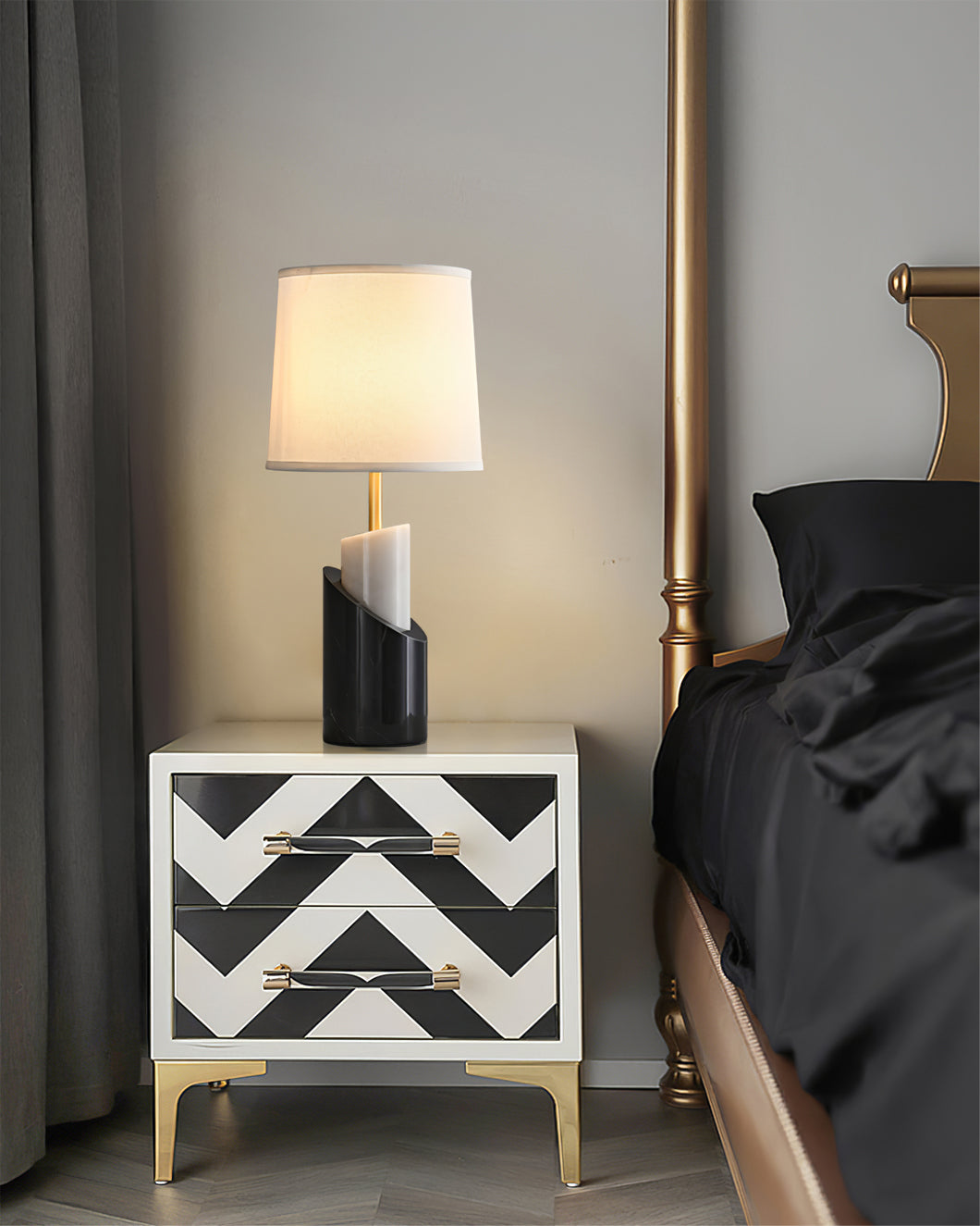 Orlina Marble Table Lamp With Luxe Brass Finish For Home