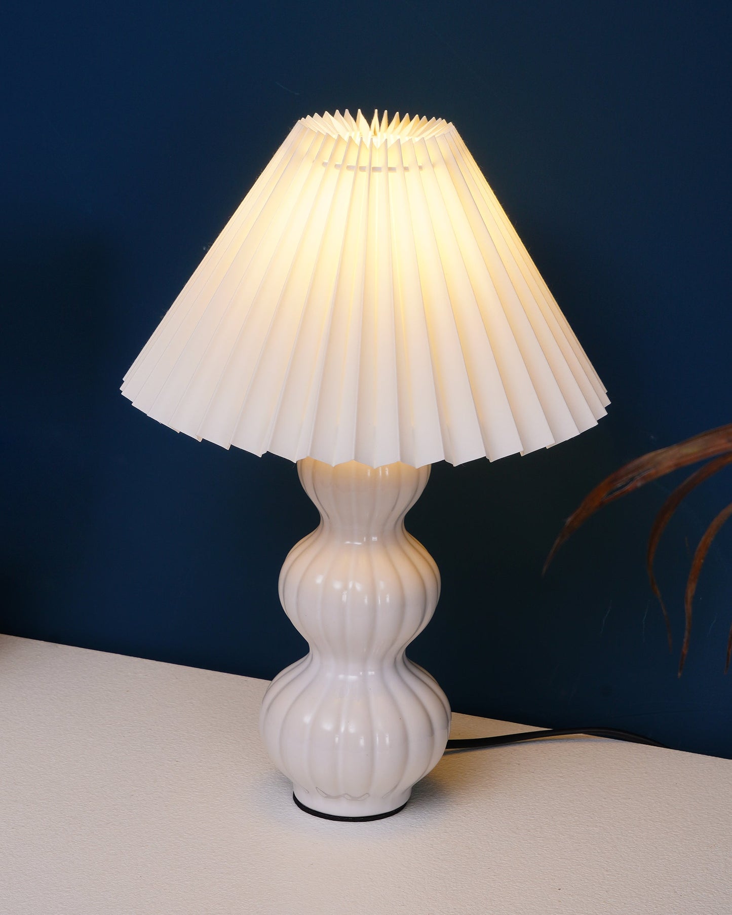 Aurelle | Pleated Ceramic Table Lamp, Mid-Century Glow
