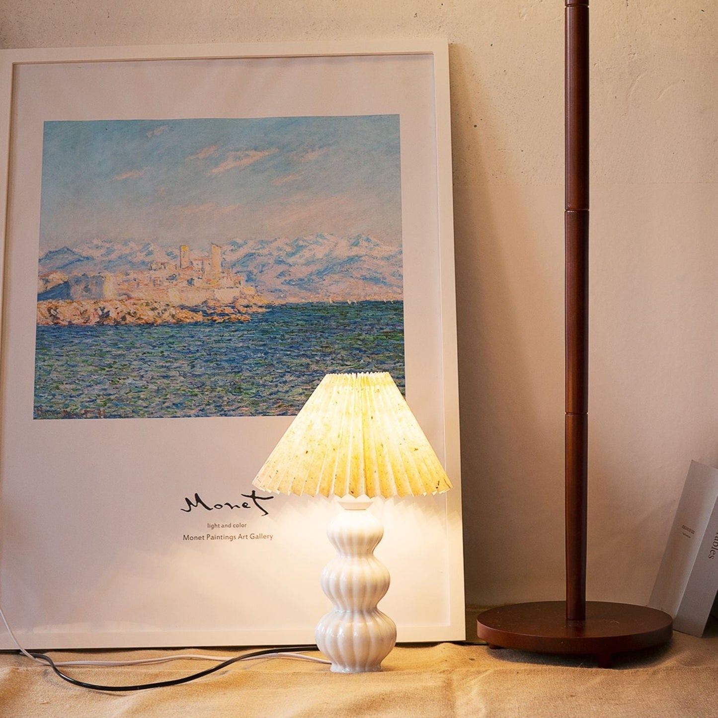Aurelle | Pleated Ceramic Table Lamp, Mid-Century Glow
