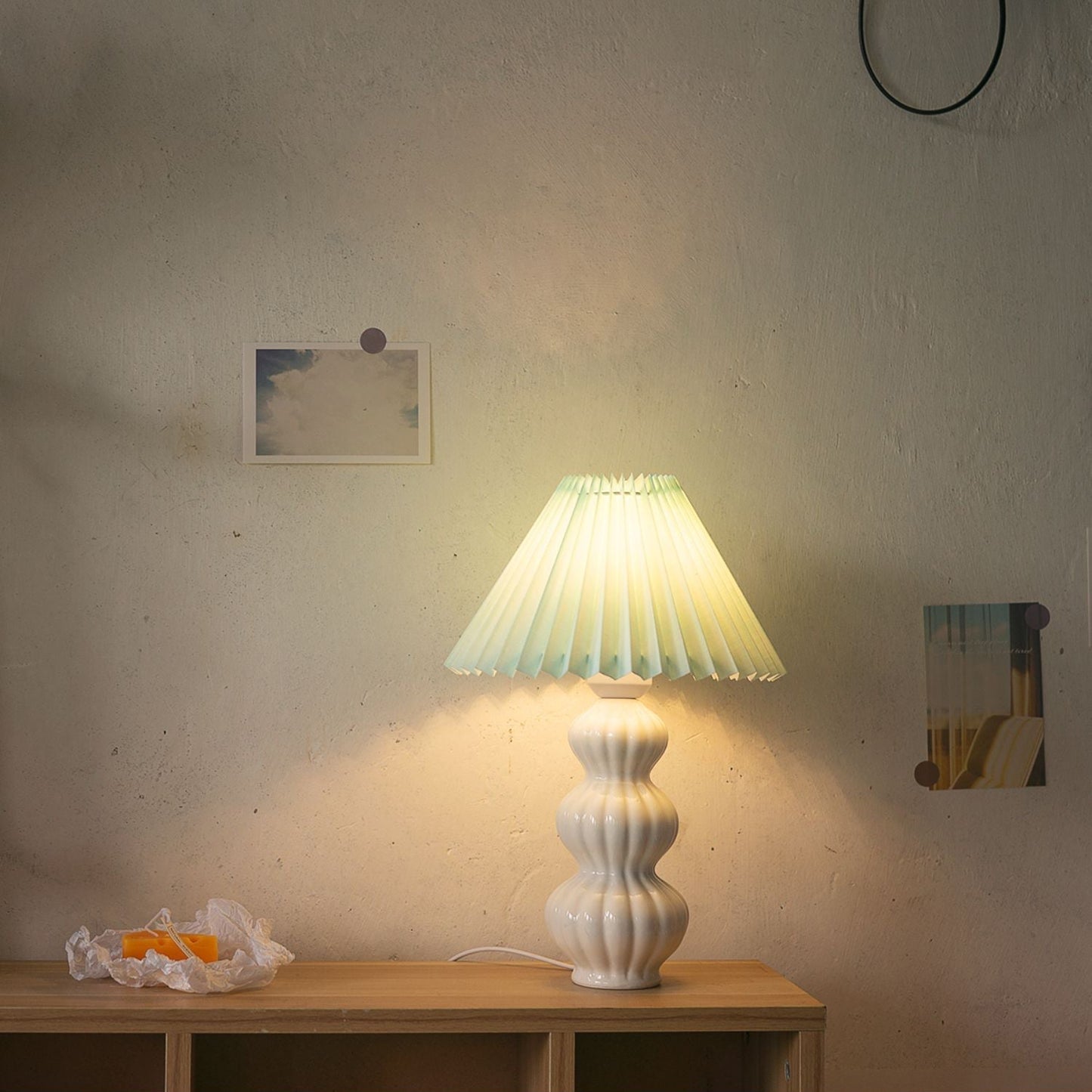 Aurelle | Pleated Ceramic Table Lamp, Mid-Century Glow