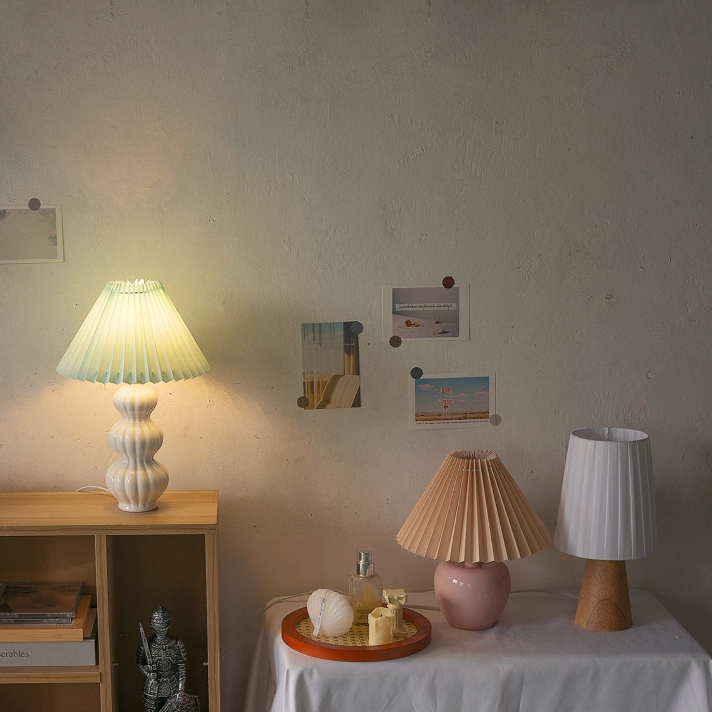 Aurelle | Pleated Ceramic Table Lamp, Mid-Century Glow