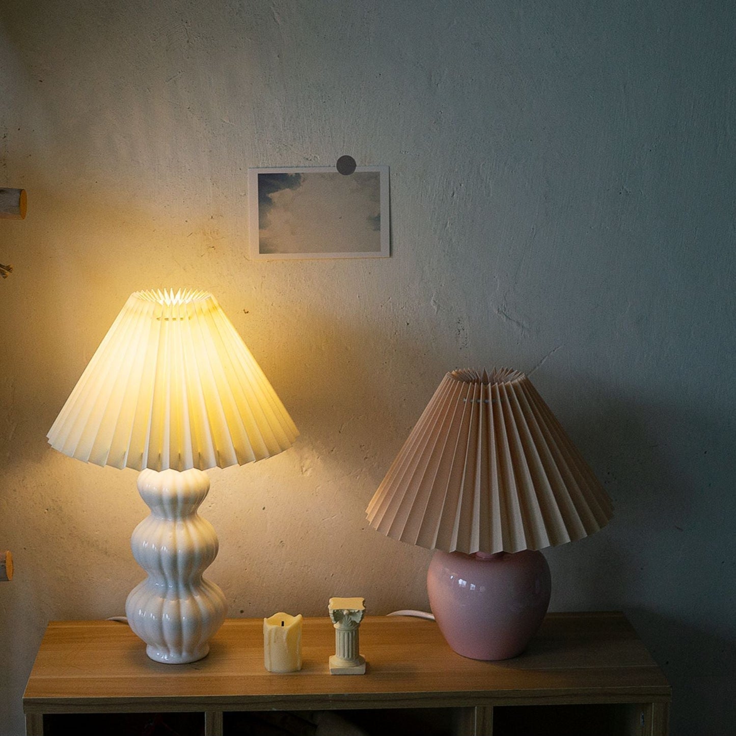 Aurelle | Pleated Ceramic Table Lamp, Mid-Century Glow