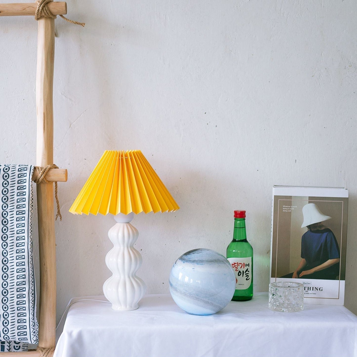 Aurelle | Pleated Ceramic Table Lamp, Mid-Century Glow