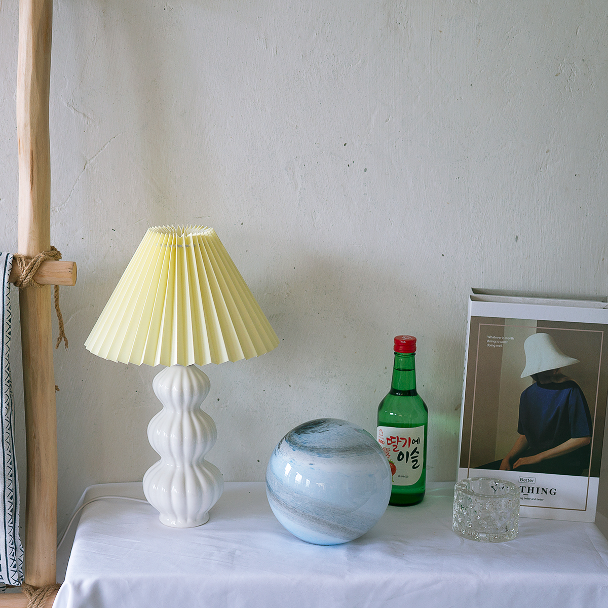 Aurelle | Pleated Ceramic Table Lamp, Mid-Century Glow