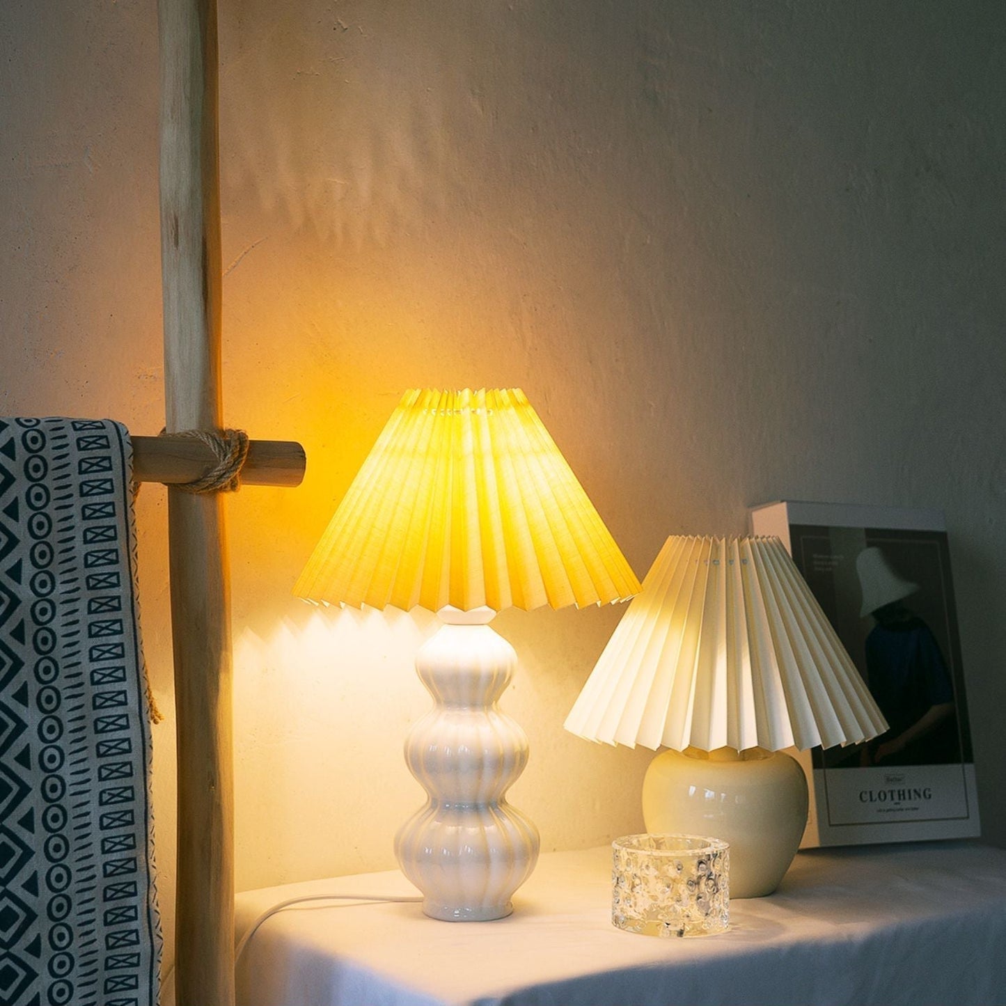 Aurelle | Pleated Ceramic Table Lamp, Mid-Century Glow