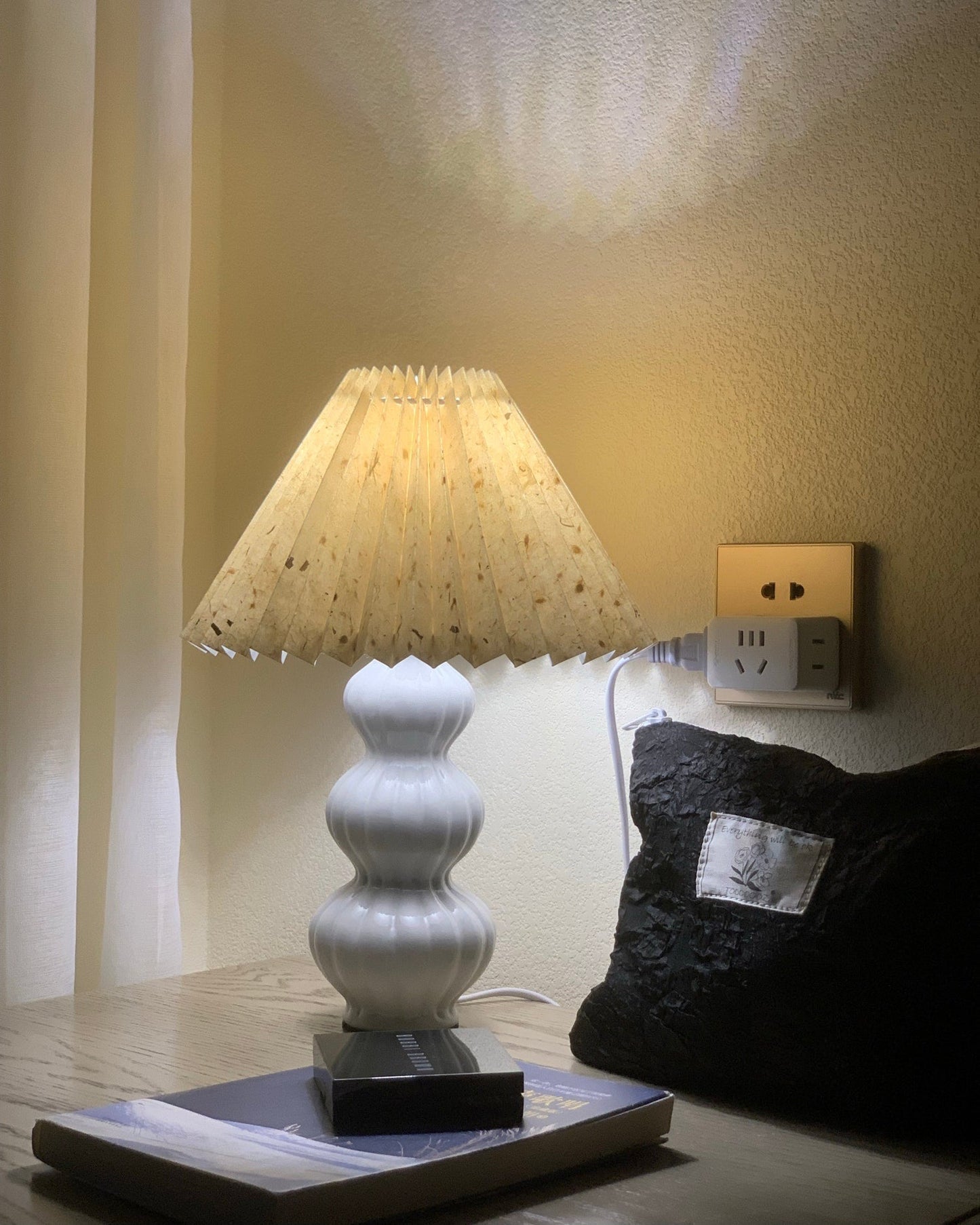 Aurelle | Pleated Ceramic Table Lamp, Mid-Century Glow