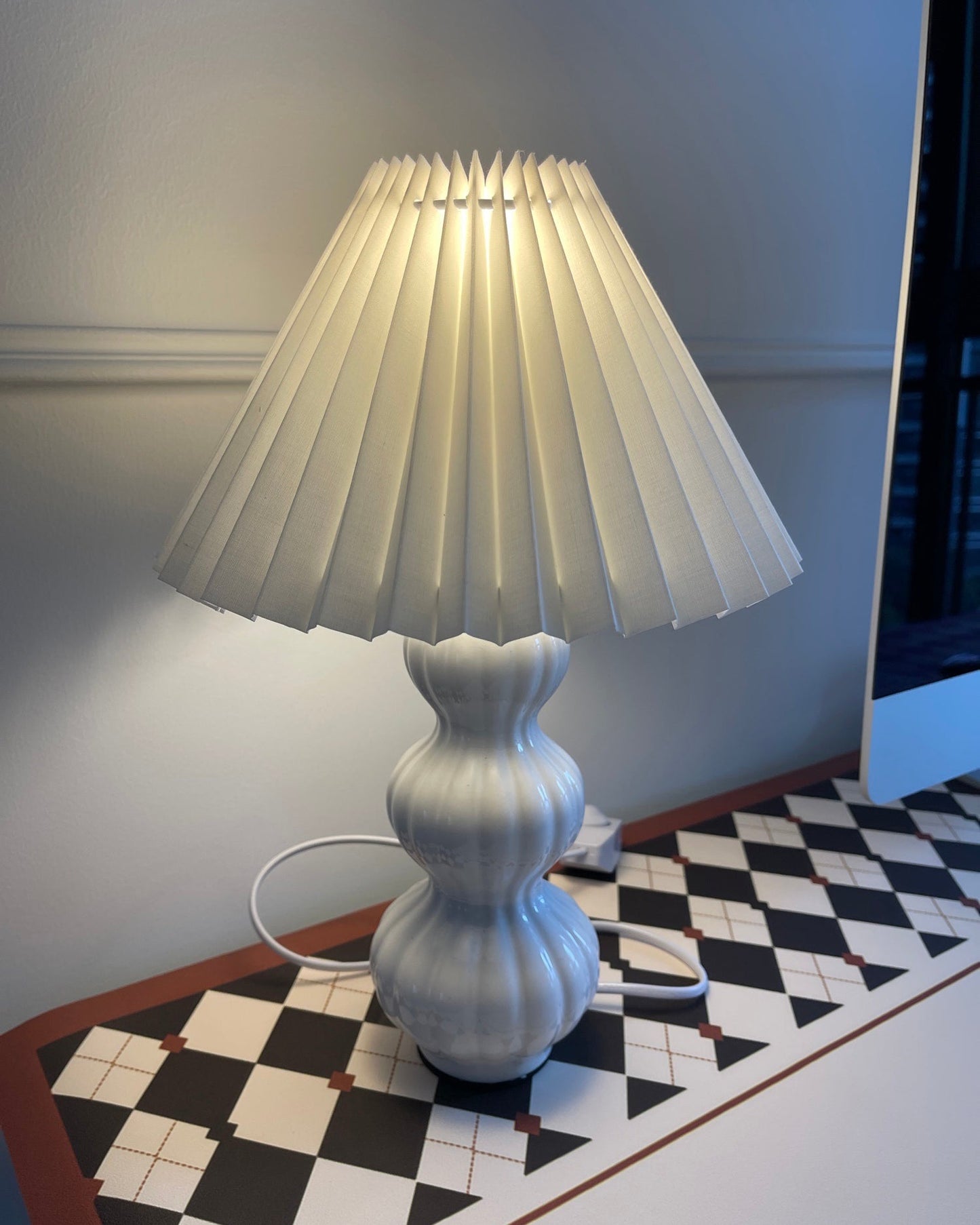 Aurelle | Pleated Ceramic Table Lamp, Mid-Century Glow