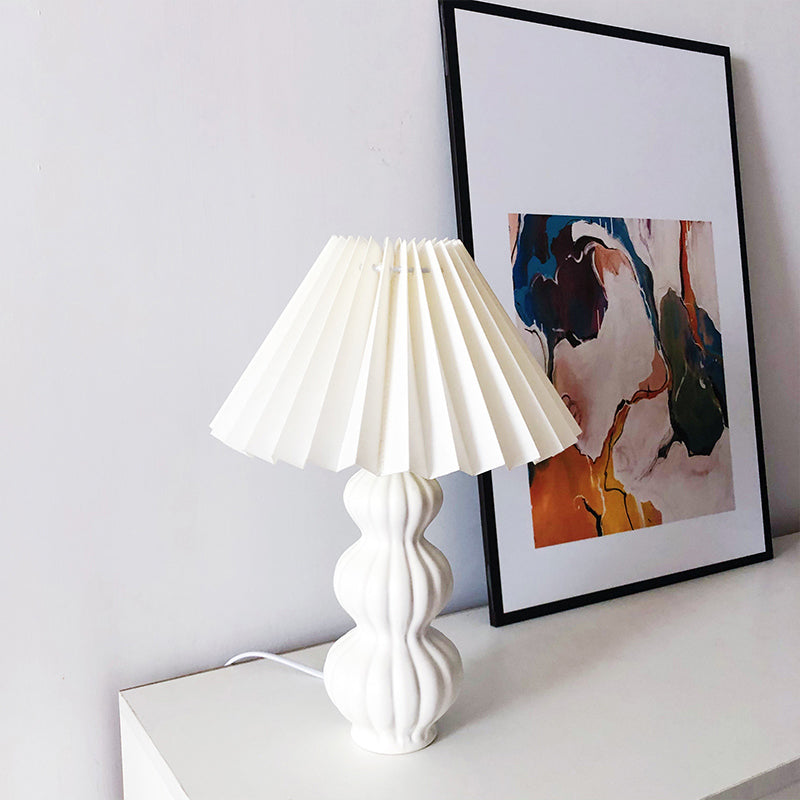 Aurelle | Pleated Ceramic Table Lamp, Mid-Century Glow