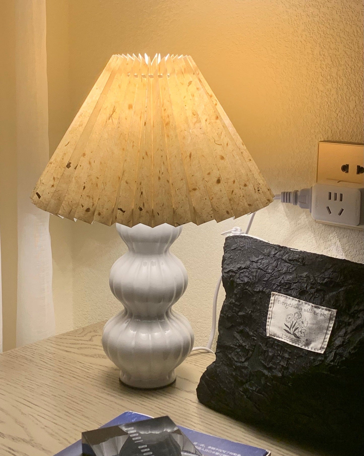 Aurelle | Pleated Ceramic Table Lamp, Mid-Century Glow