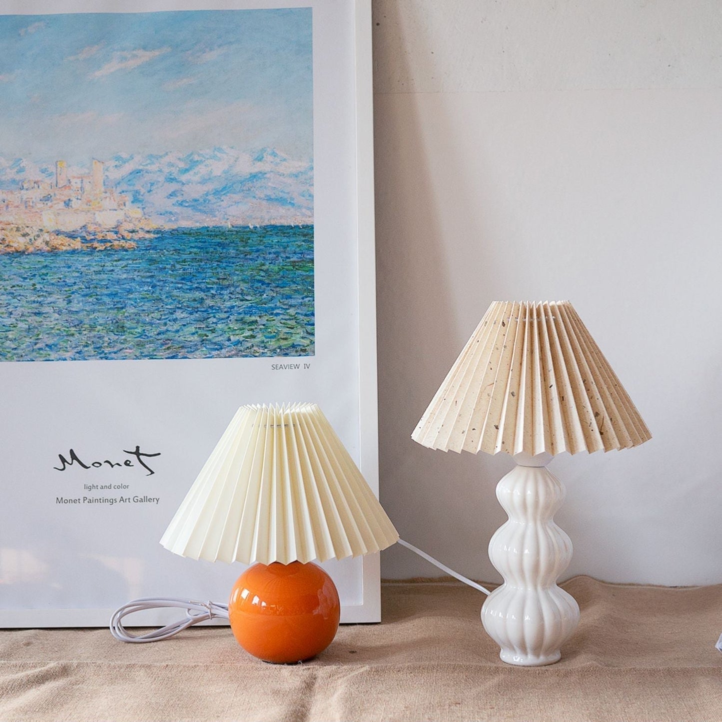 Aurelle | Pleated Ceramic Table Lamp, Mid-Century Glow