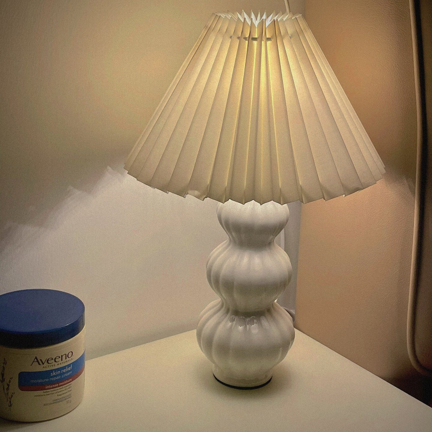 Aurelle | Pleated Ceramic Table Lamp, Mid-Century Glow