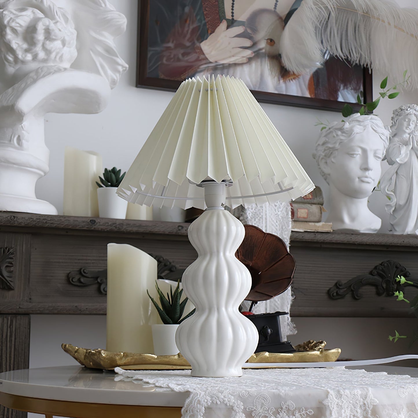 Aurelle | Pleated Ceramic Table Lamp, Mid-Century Glow