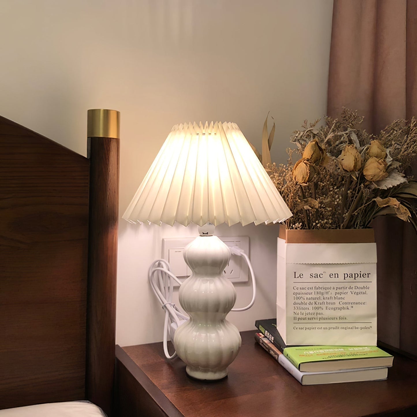 Aurelle | Pleated Ceramic Table Lamp, Mid-Century Glow