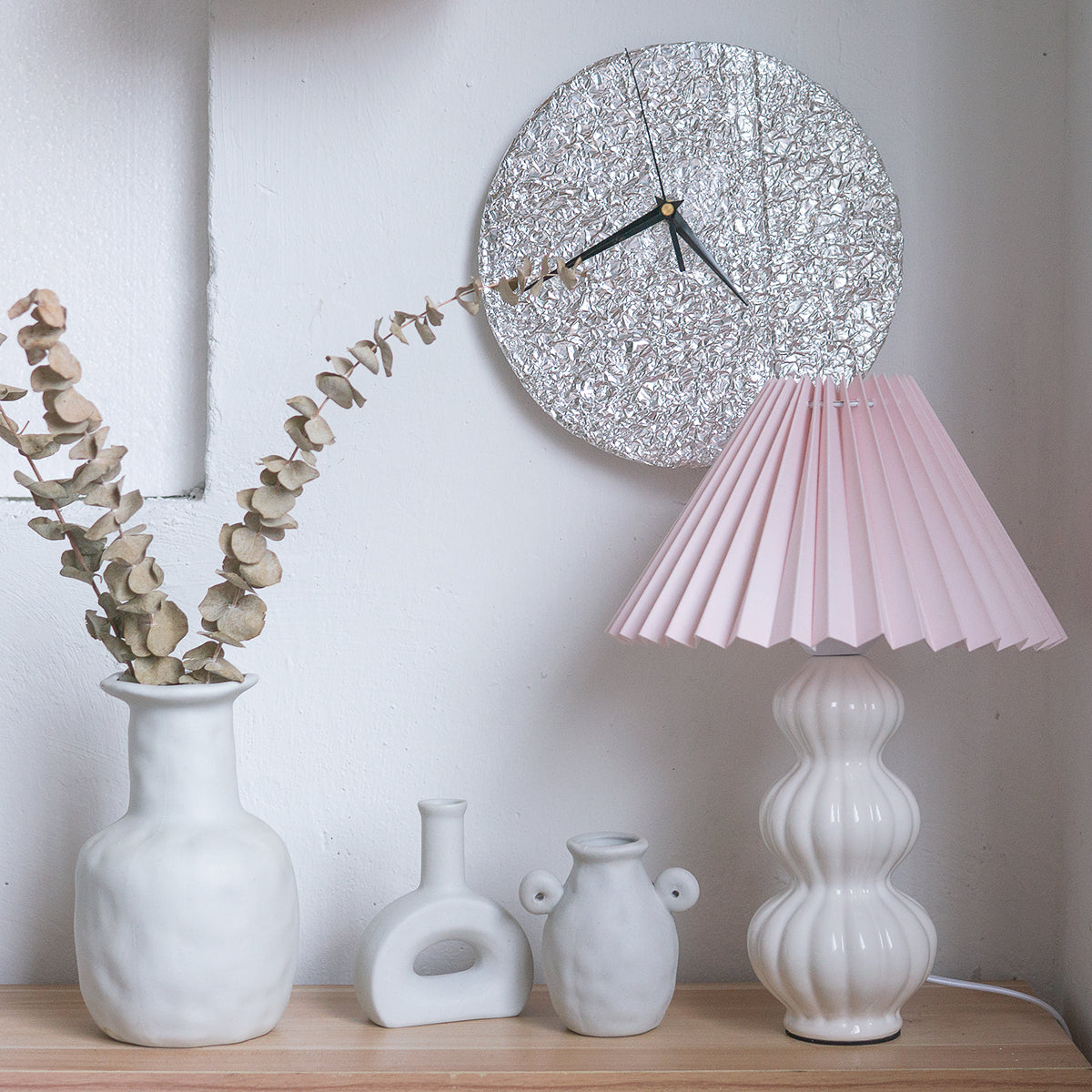 Aurelle | Pleated Ceramic Table Lamp, Mid-Century Glow