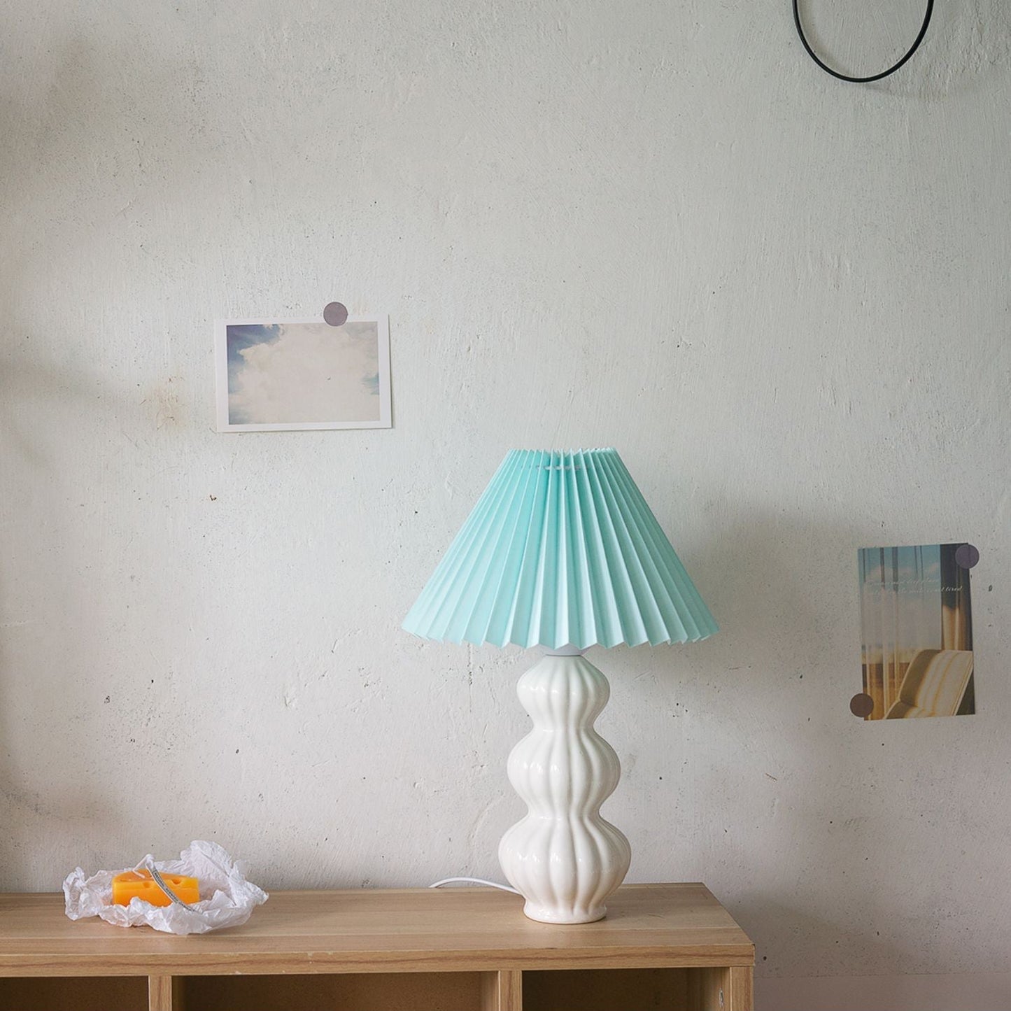 Aurelle | Pleated Ceramic Table Lamp, Mid-Century Glow